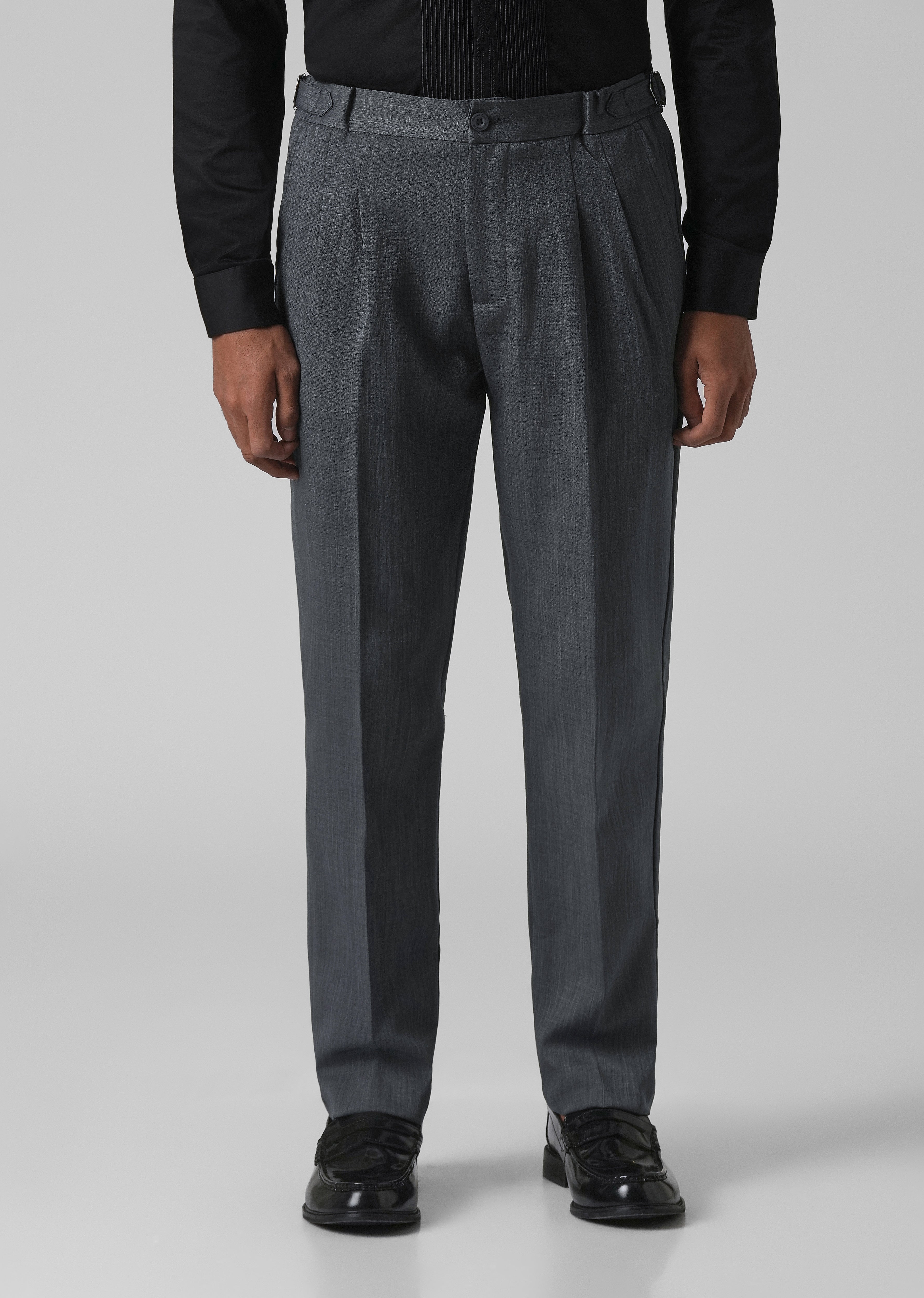 Grey Pleated Gurkha Pant