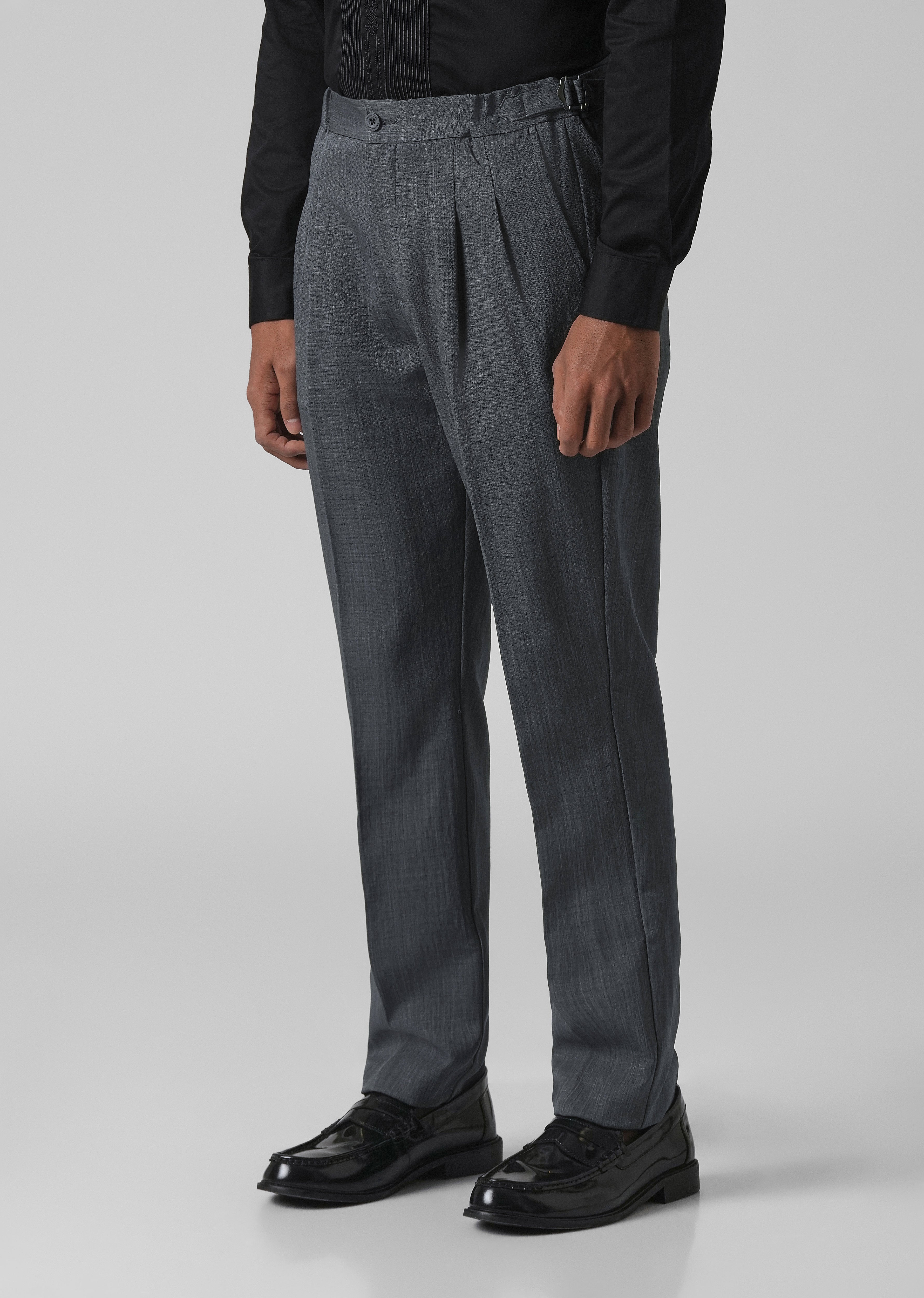 Grey Pleated Gurkha Pant