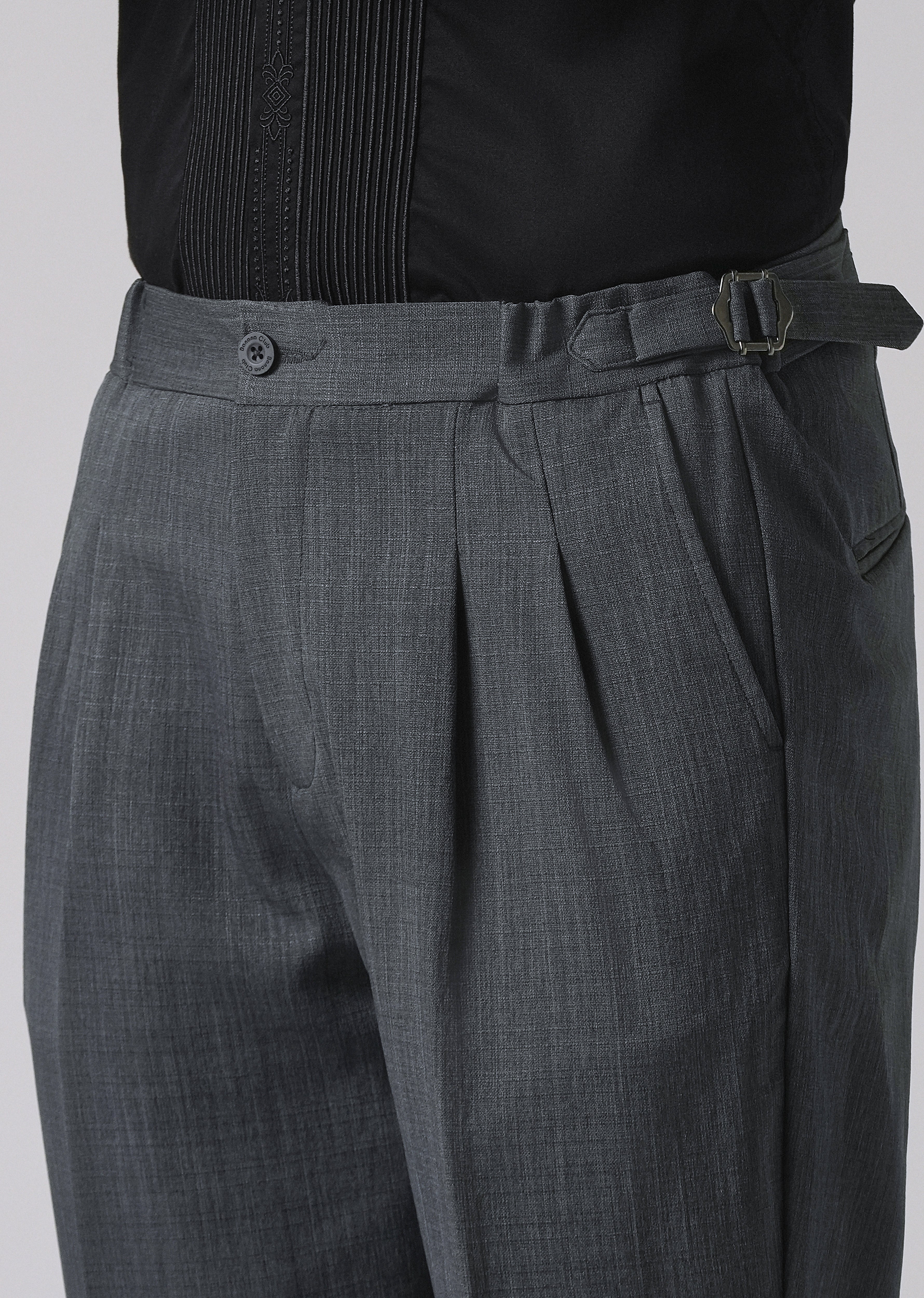 Grey Pleated Gurkha Pant
