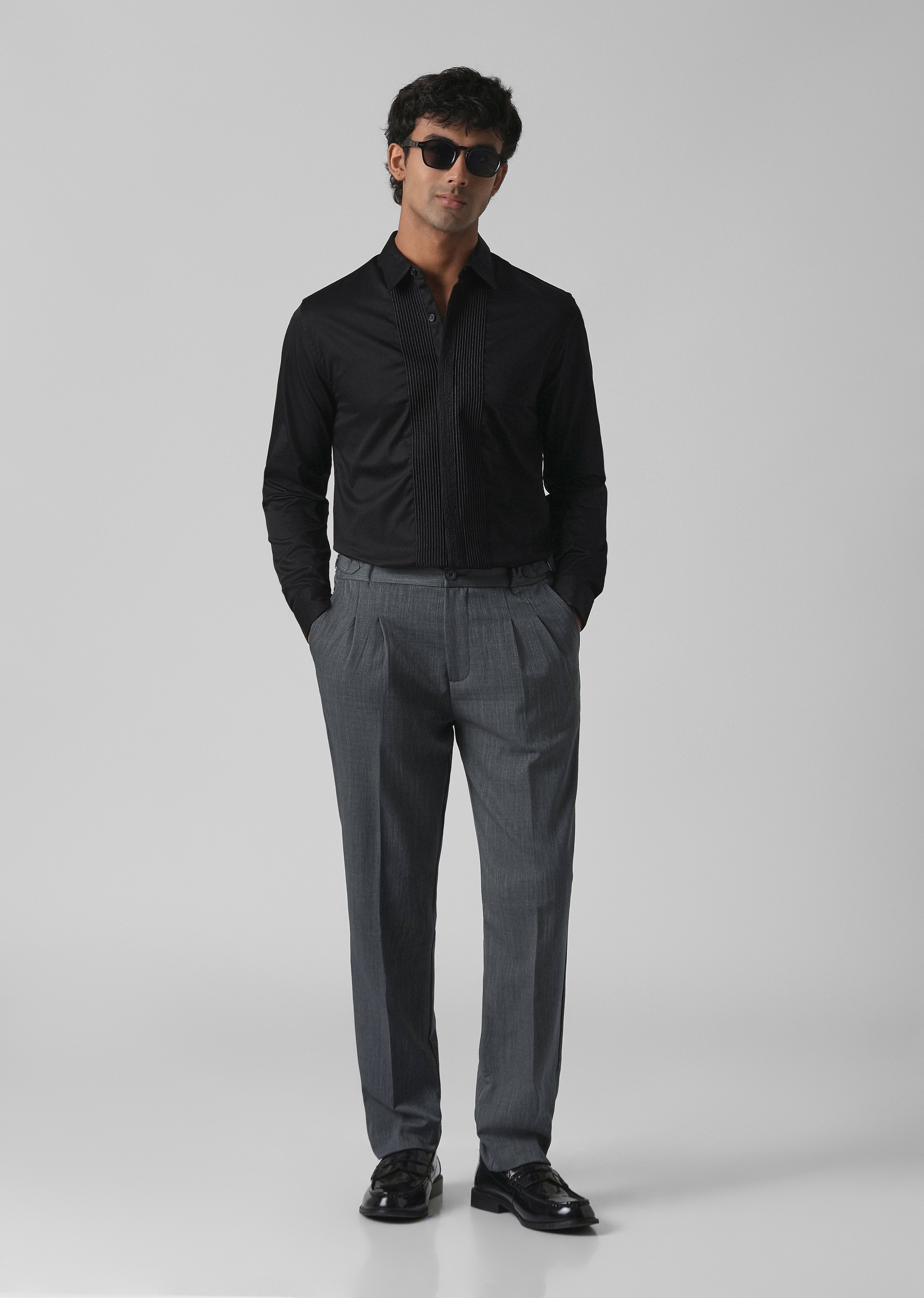 Grey Pleated Gurkha Pant