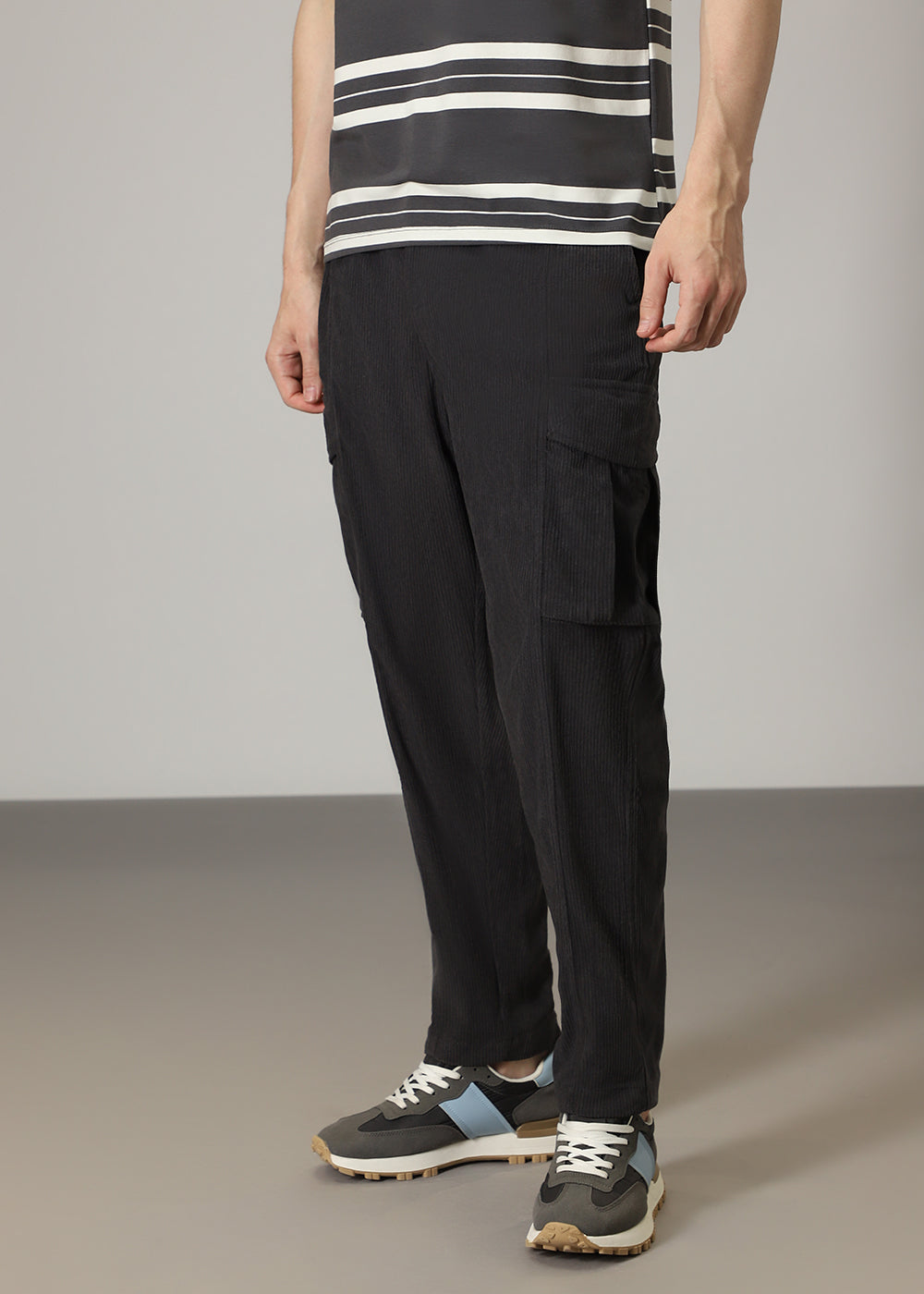 Grey Pocket Cargo Corduroy Pant