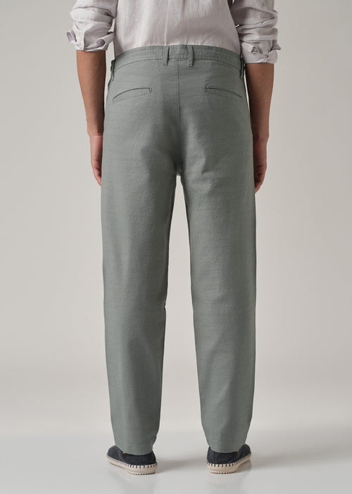 Grey Linen-Look Cotton Trousers