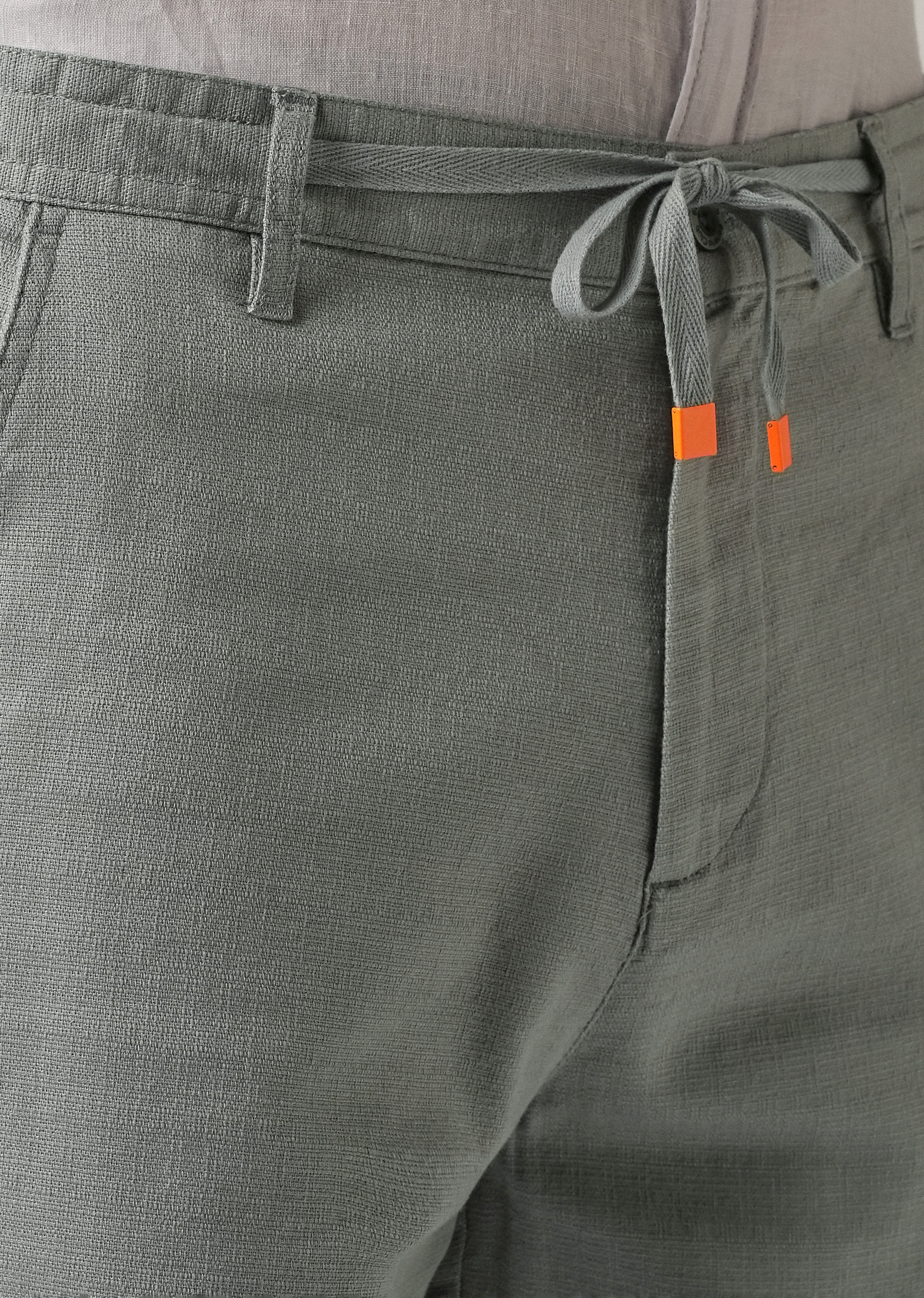 Grey Linen-Look Cotton Trousers