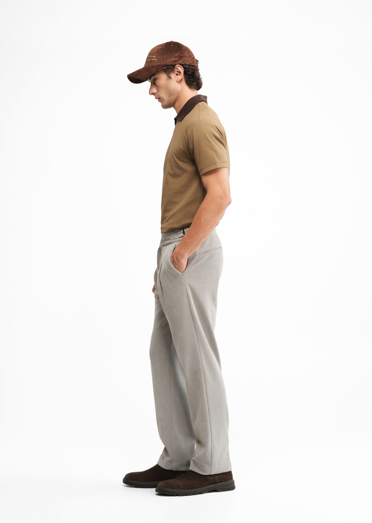 Grey Ribbed Stretch Gurkha Pant