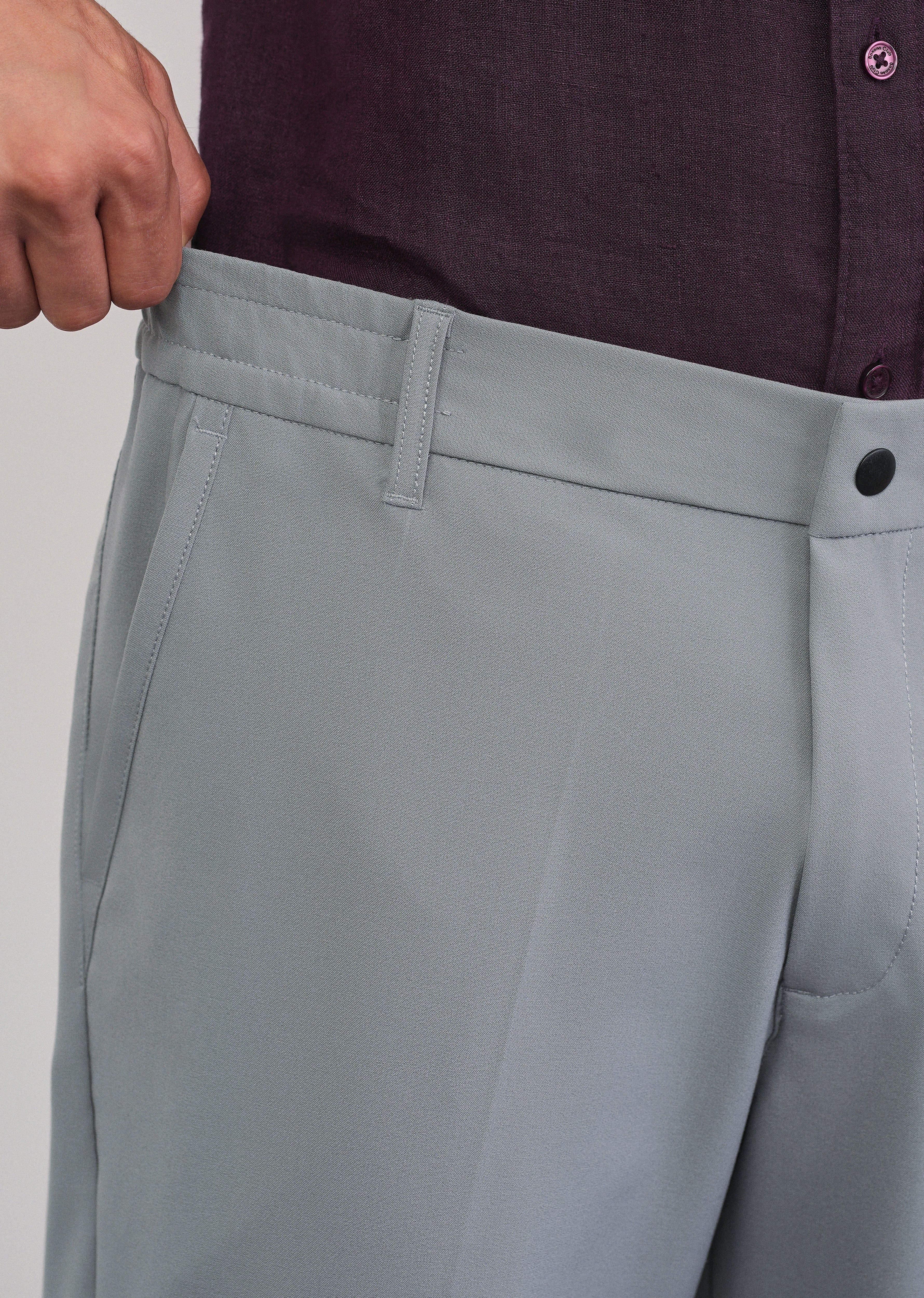 Grey Semi-Elastic Slim Fit Trouser