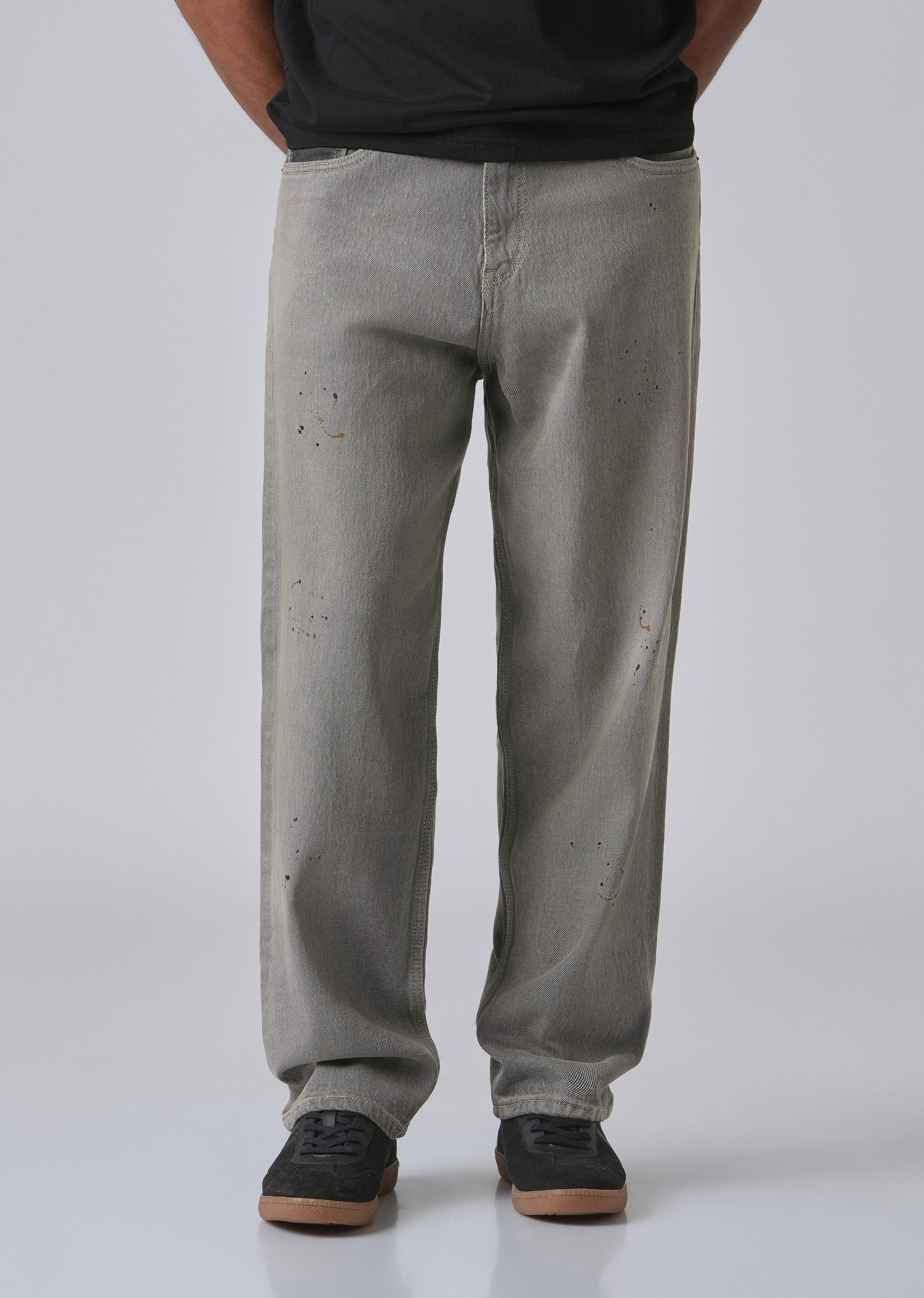 Grey Splatter Straight Fit Denim