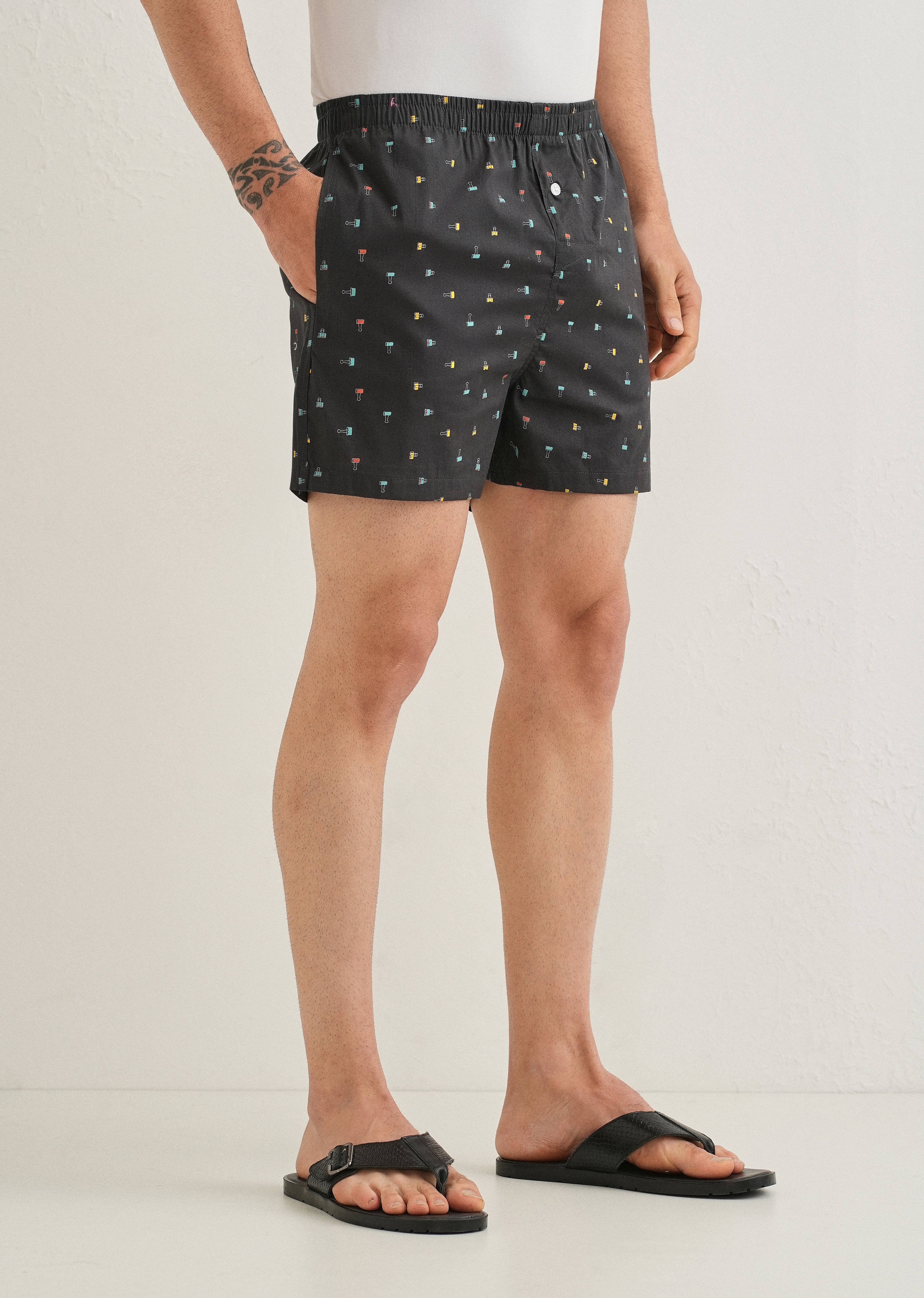 Grey Stamp Printed Boxer