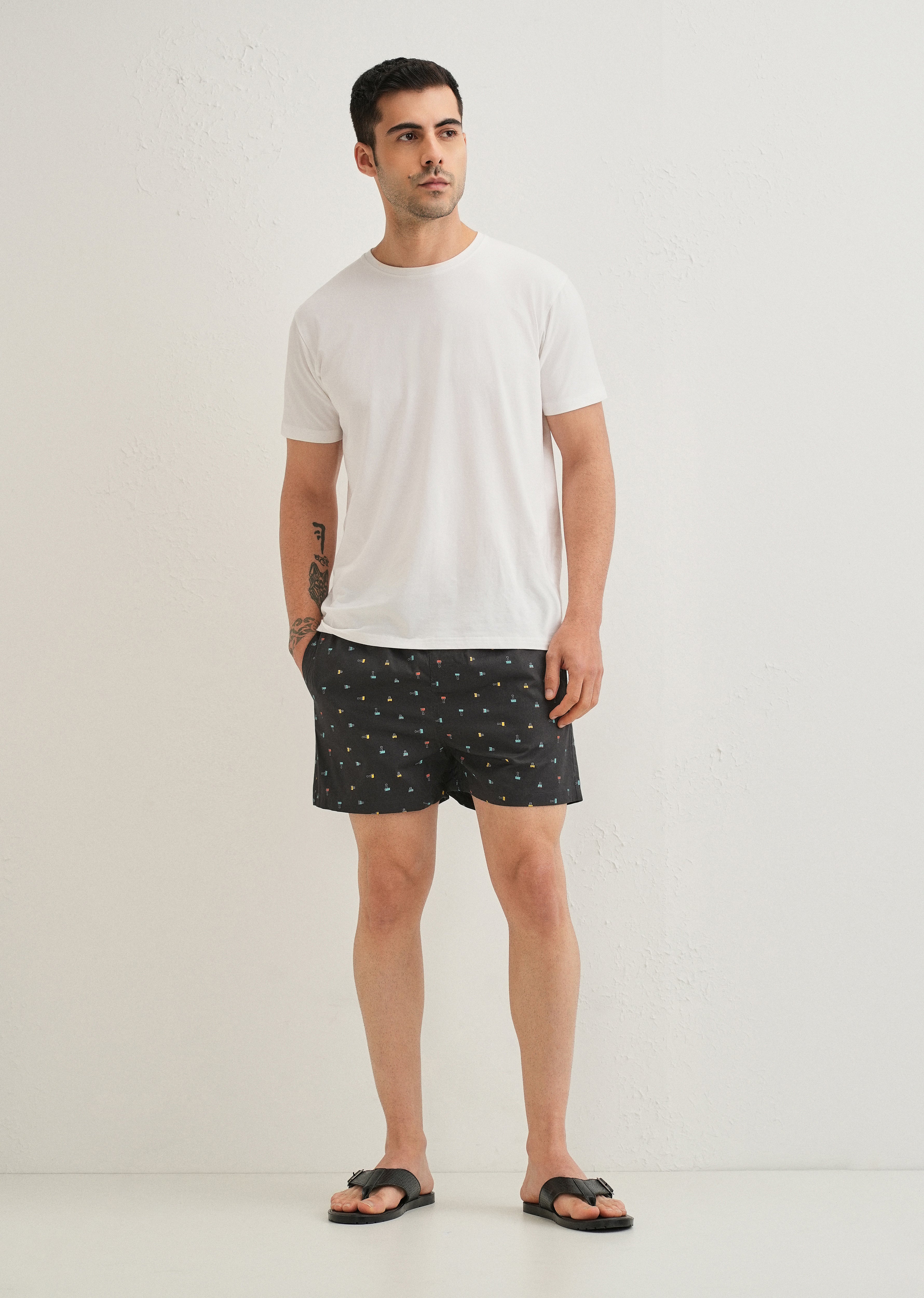 Grey Stamp Printed Boxer