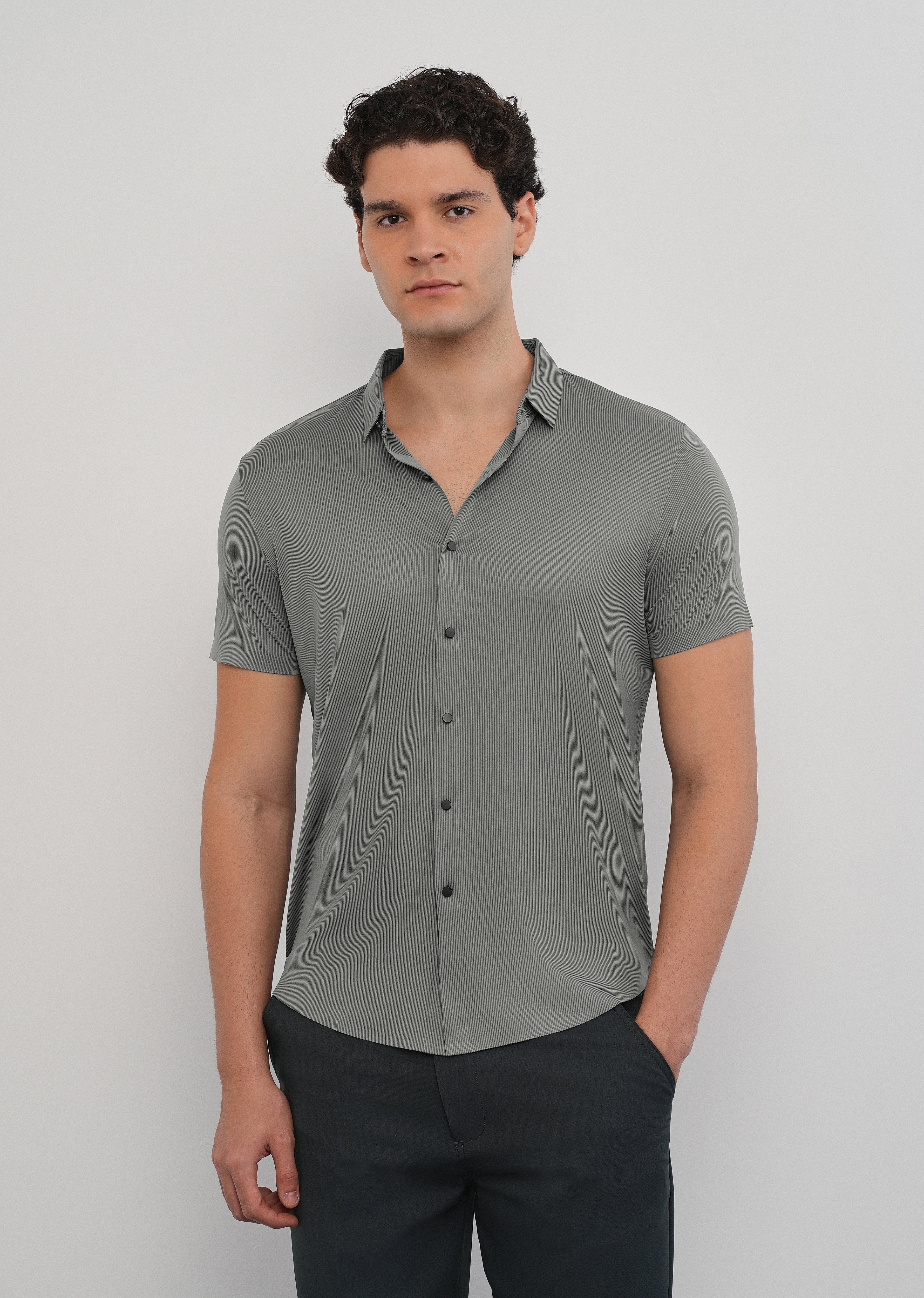 Grey Stitchless Stripe Shirt
