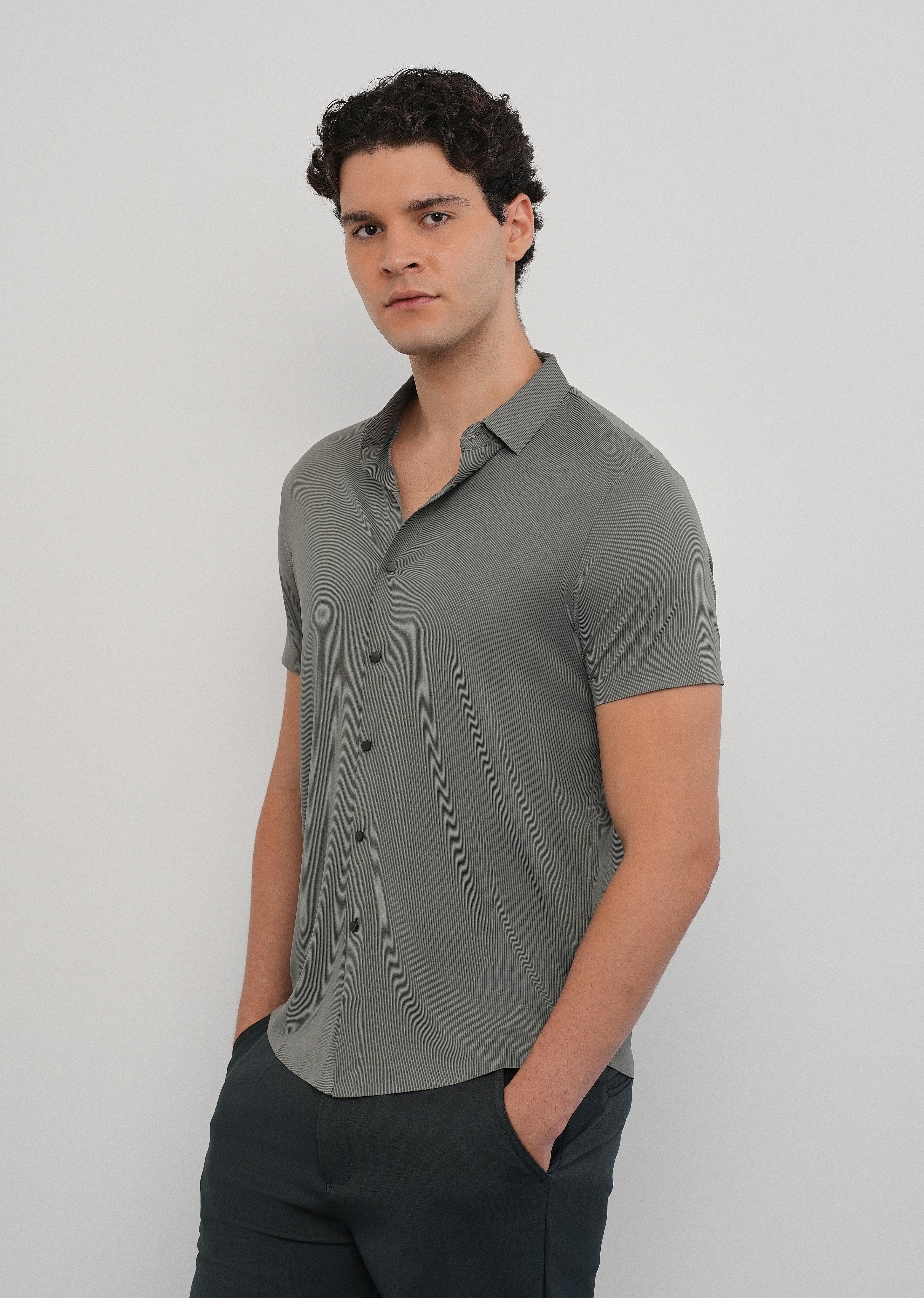 Grey Stitchless Stripe Shirt