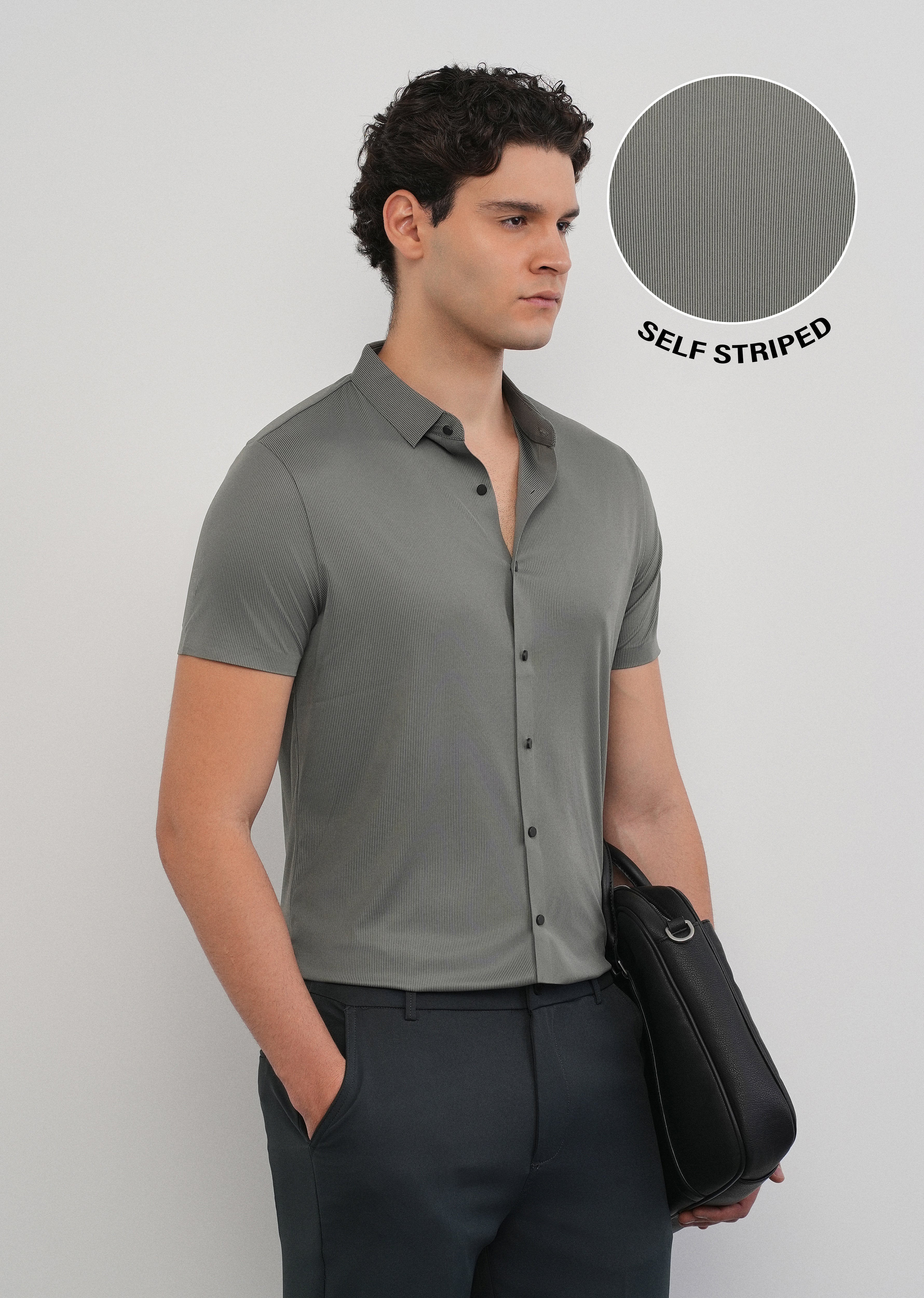 Grey Stitchless Stripe Shirt