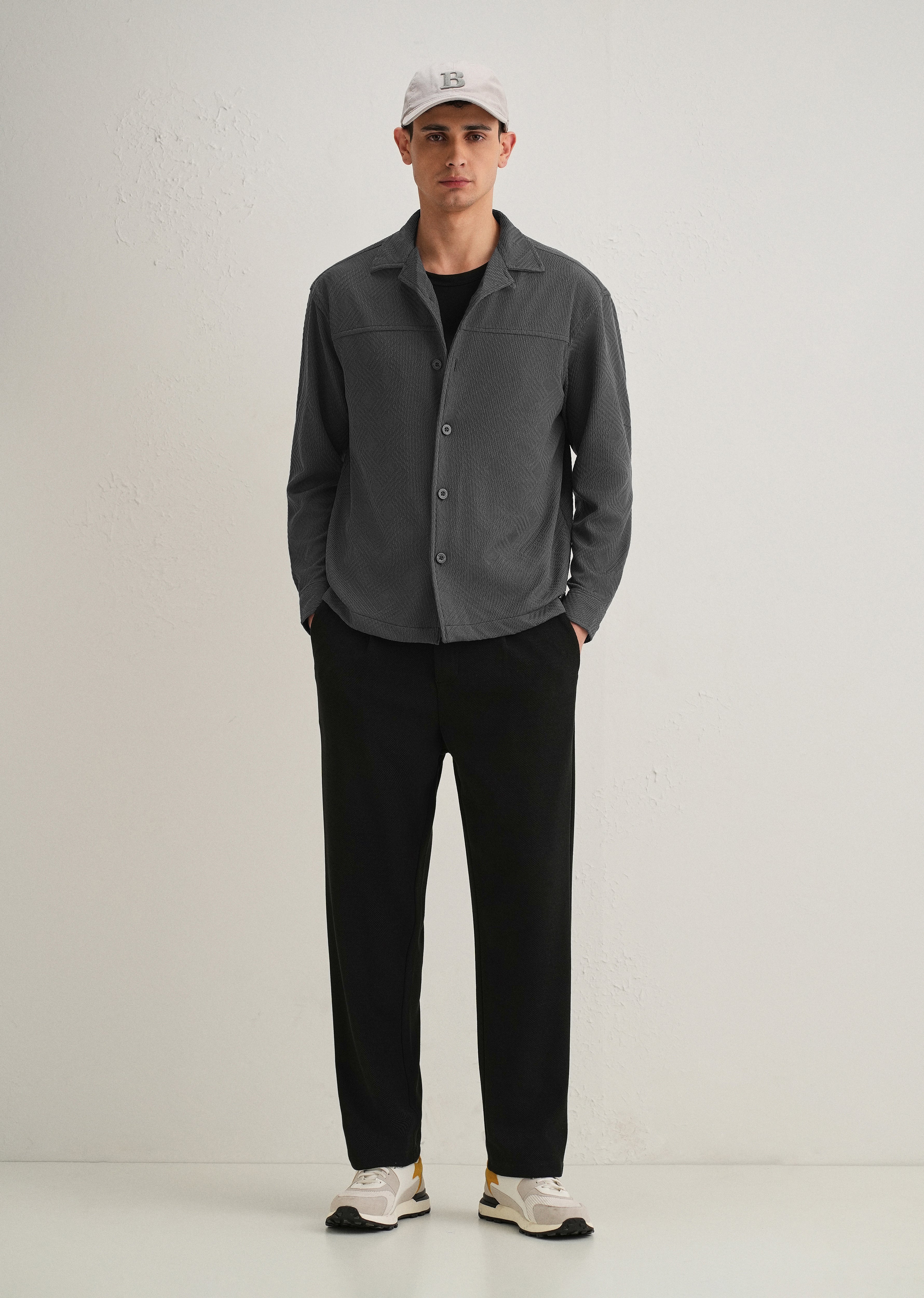 Grey Textured Knit Shacket