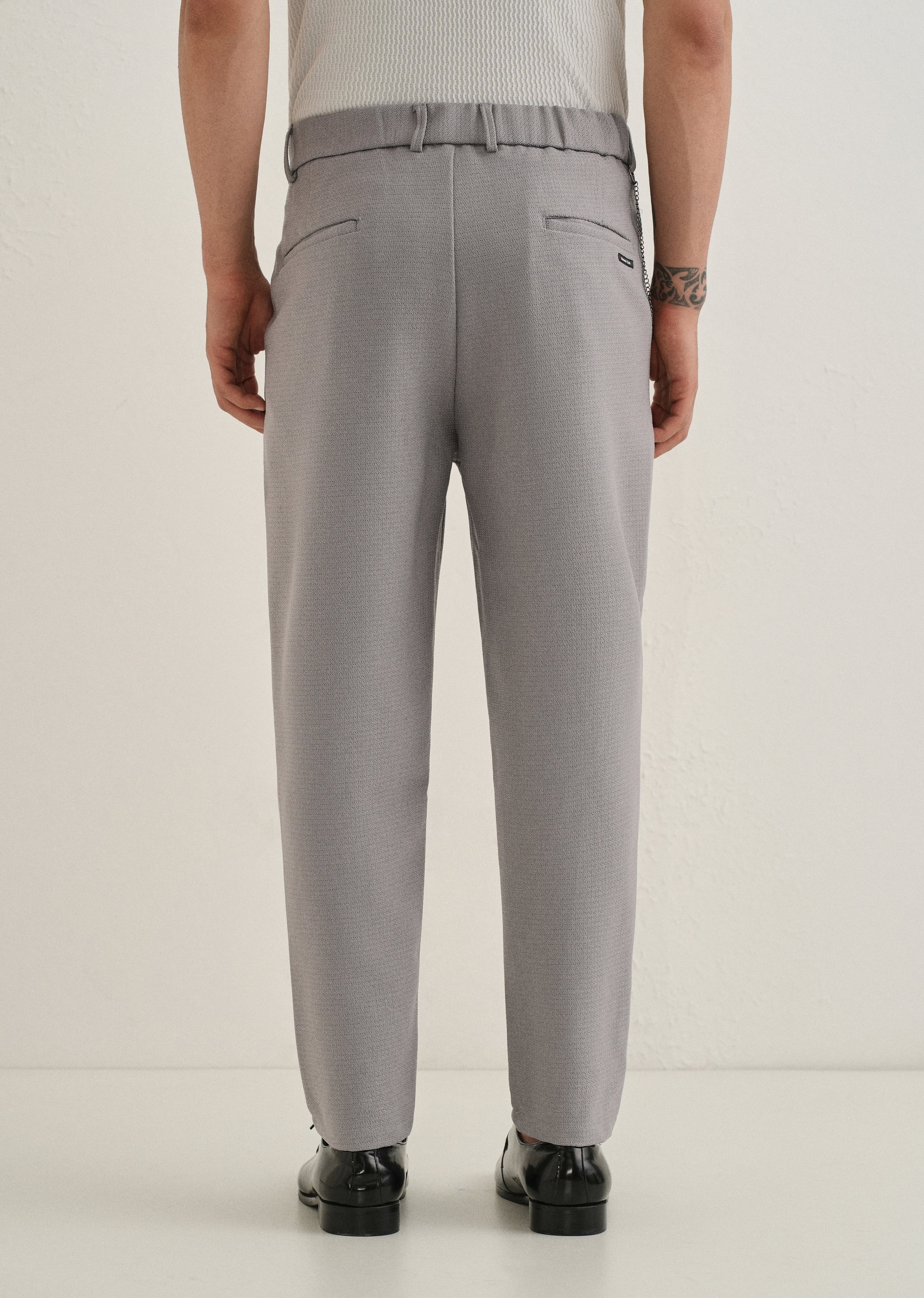 Grey Textured Korean Pant