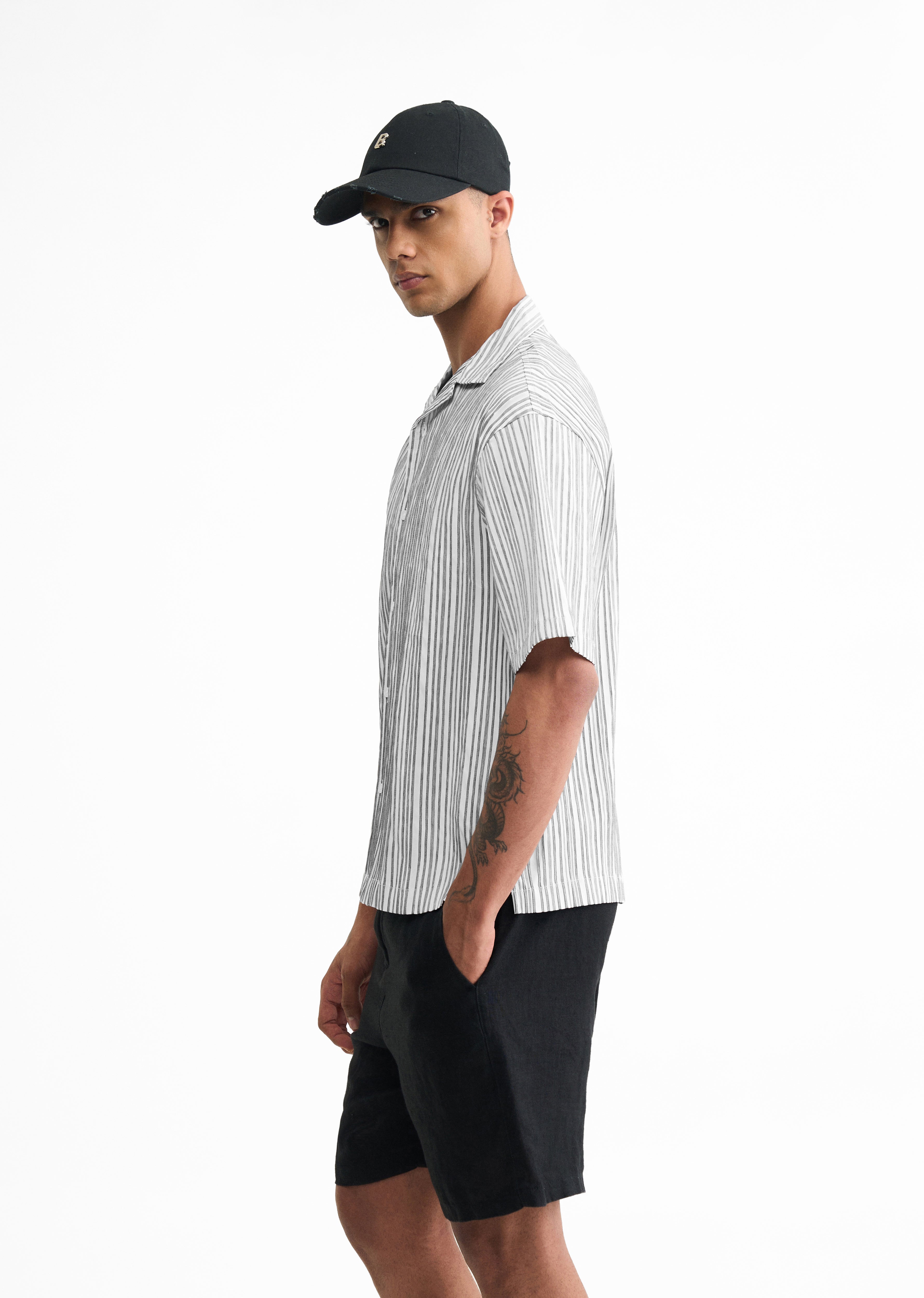 Grey Textured Stripe Shirt