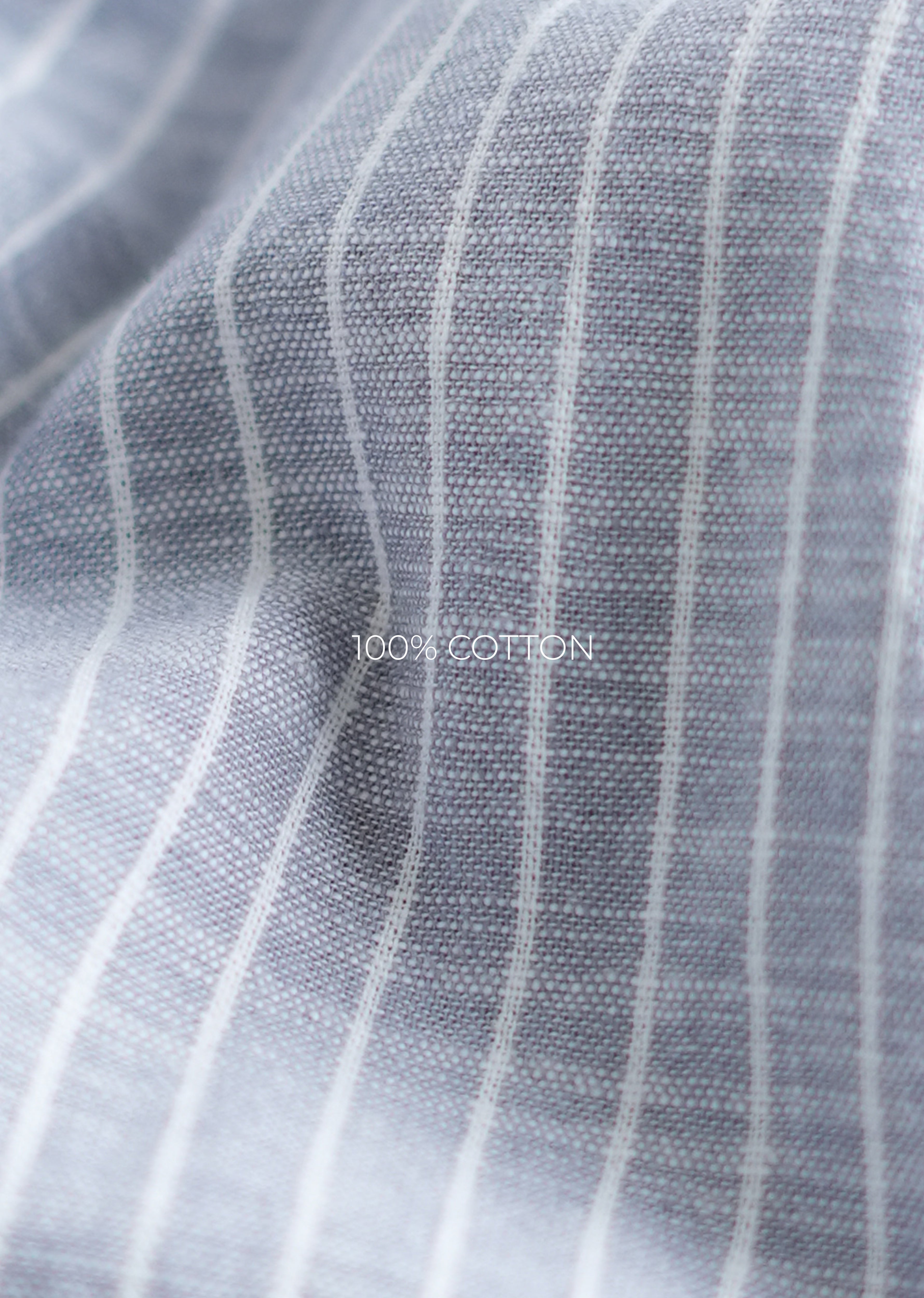 Grey Vertical Striped Cotton Shirt