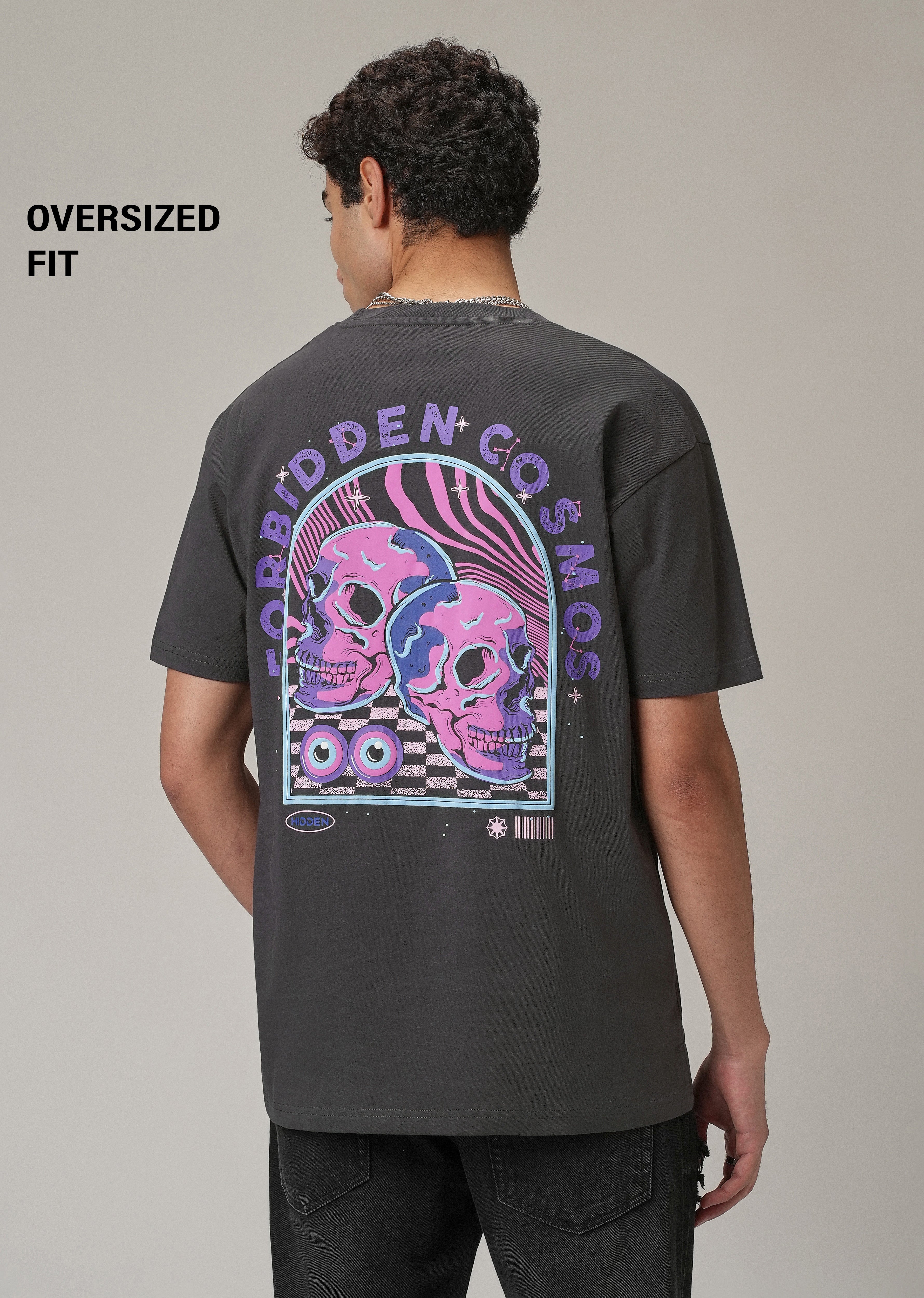 Grey Back Printed Oversized T-Shirt