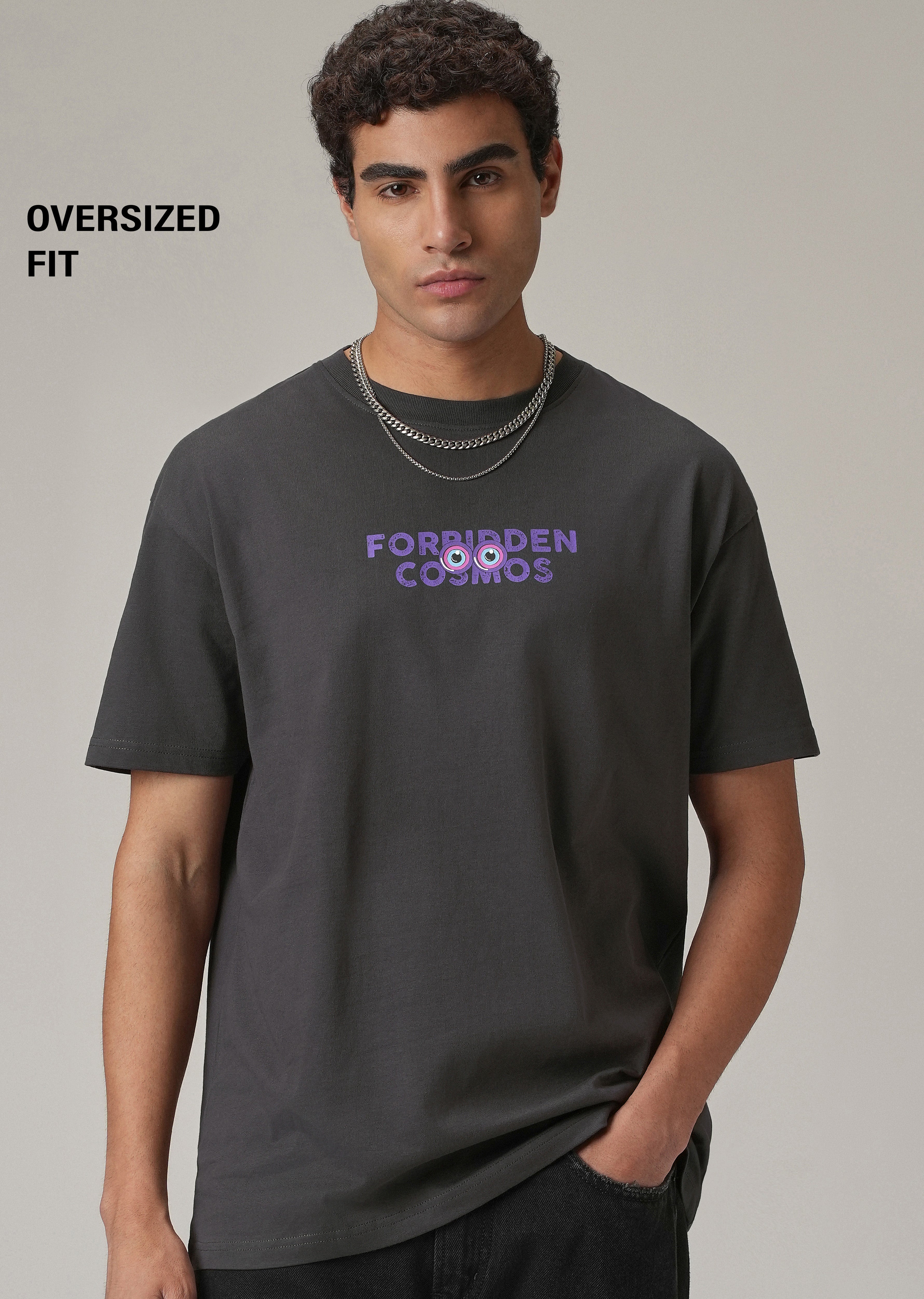 Grey Back Printed Oversized T-Shirt