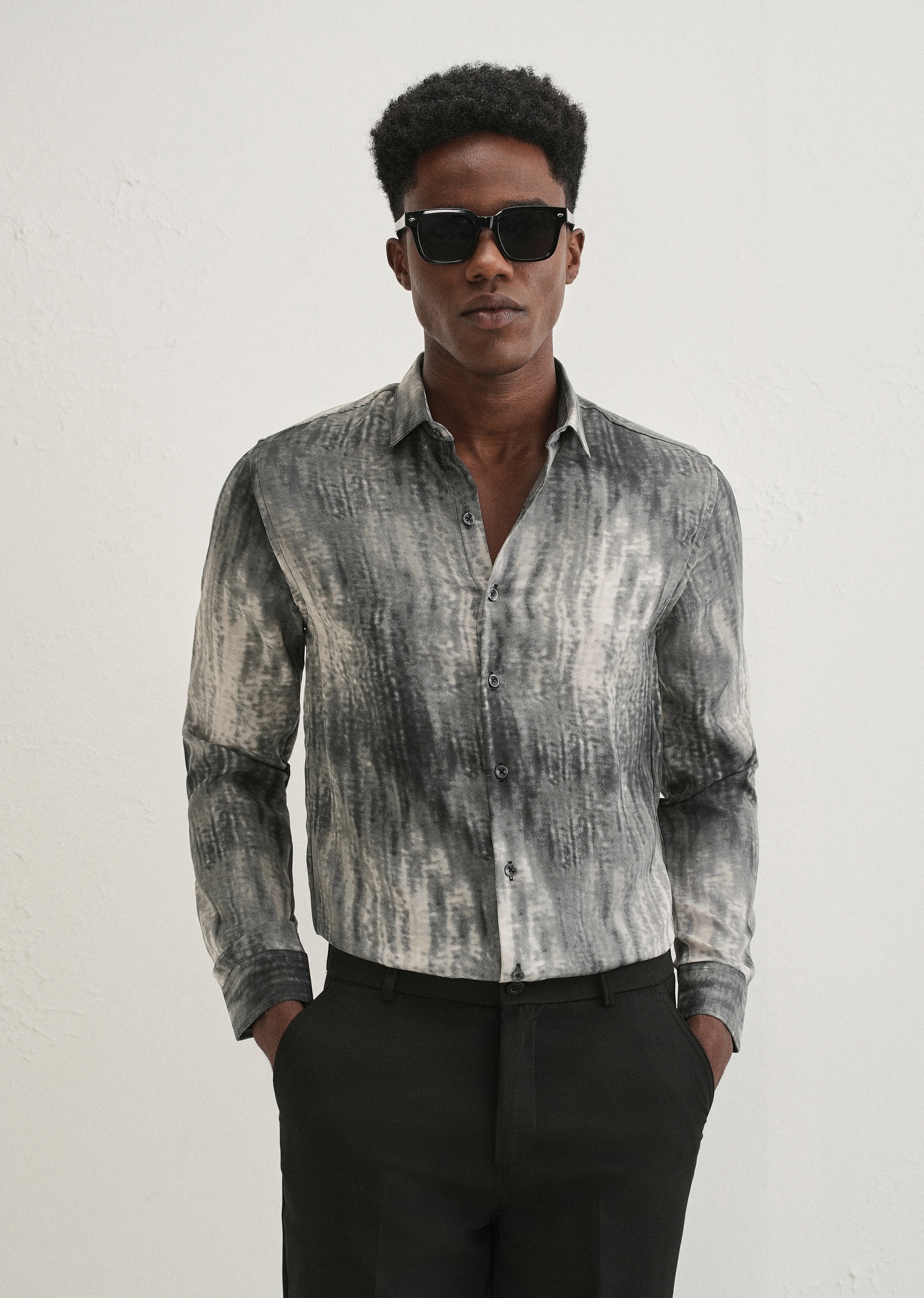 Grey Fade Abstract Printed Shirt
