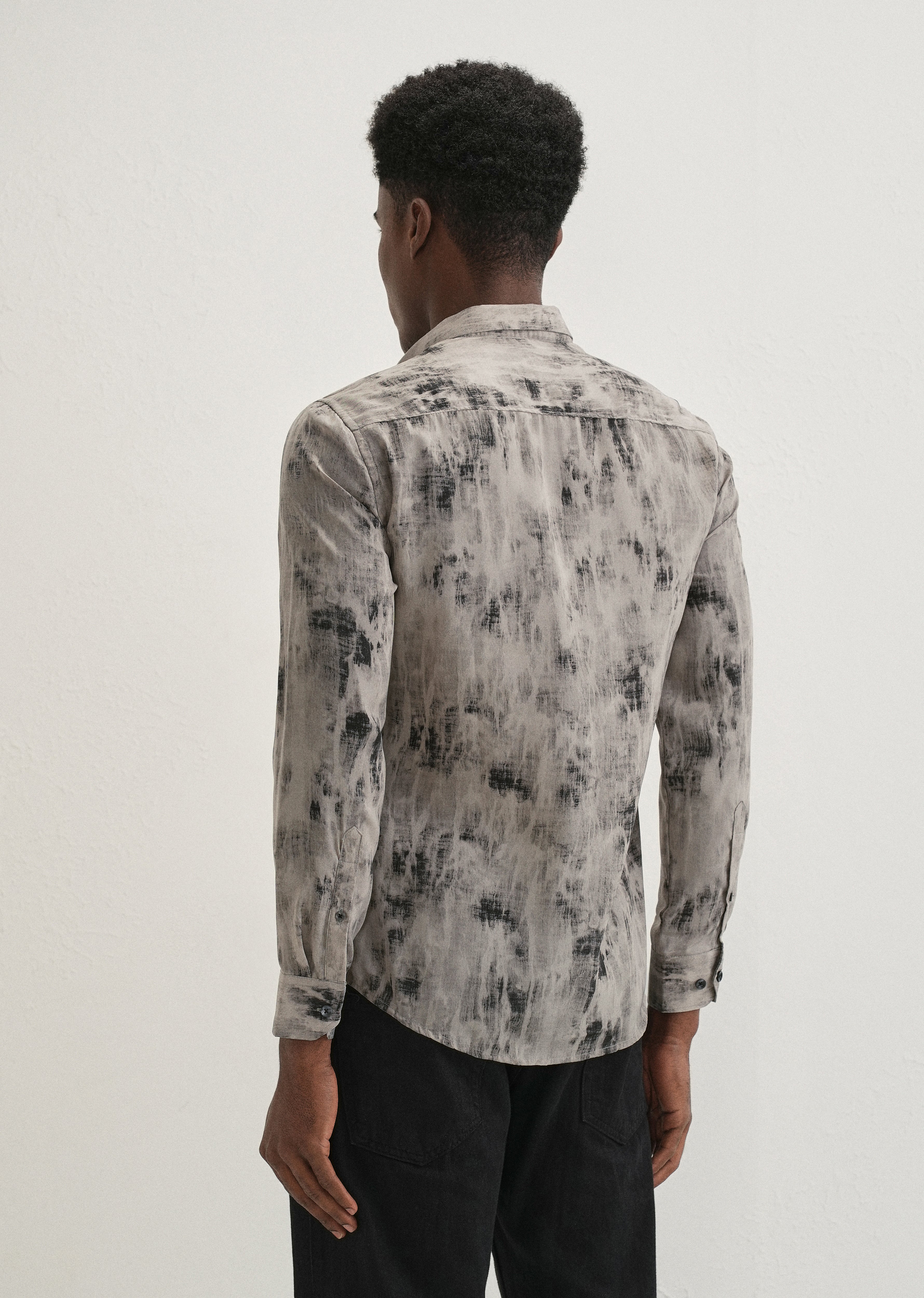 Grey Multi Tone Abstract Printed Shirt
