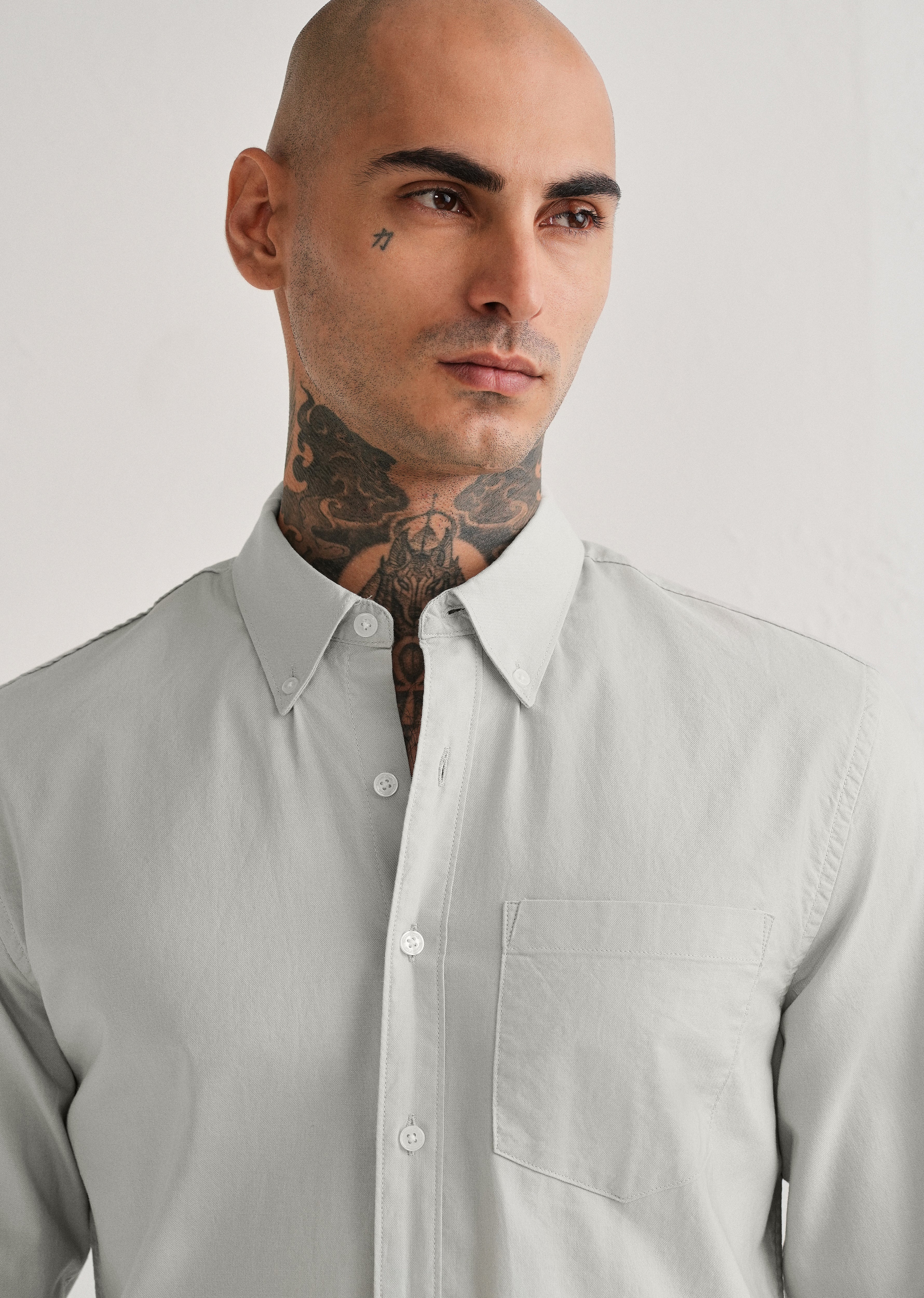 Grey Plain Cotton Oxford Shirt