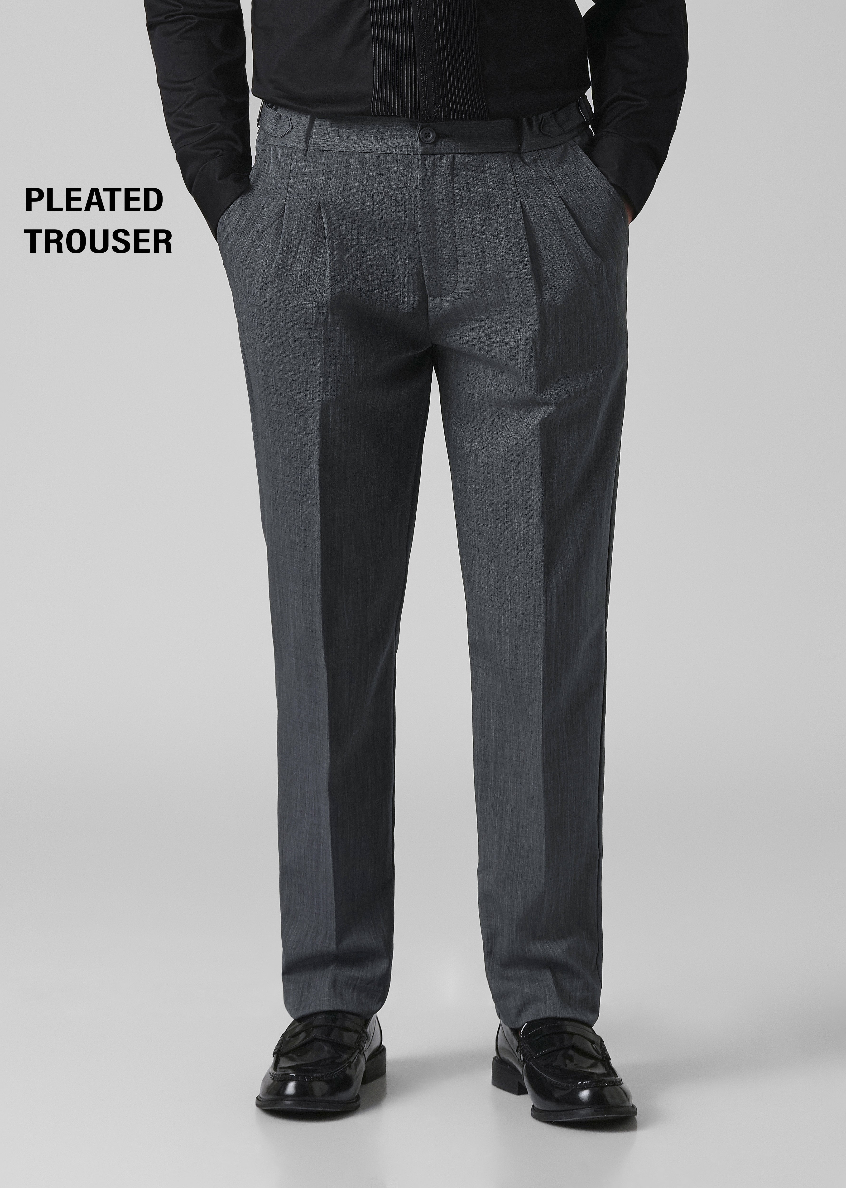 Grey Pleated Gurkha Pant