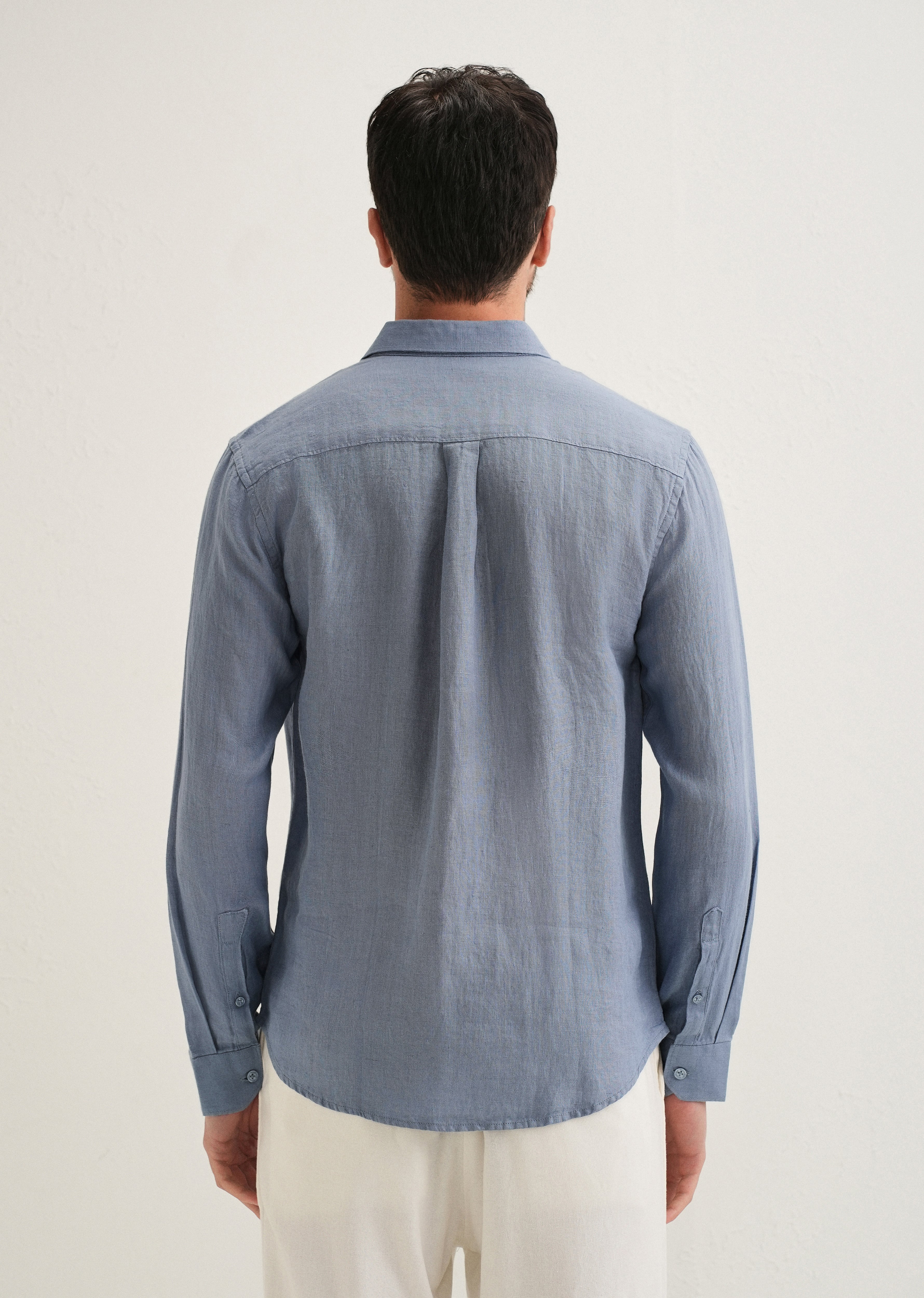 Slate Blue Pure Linen Shirt