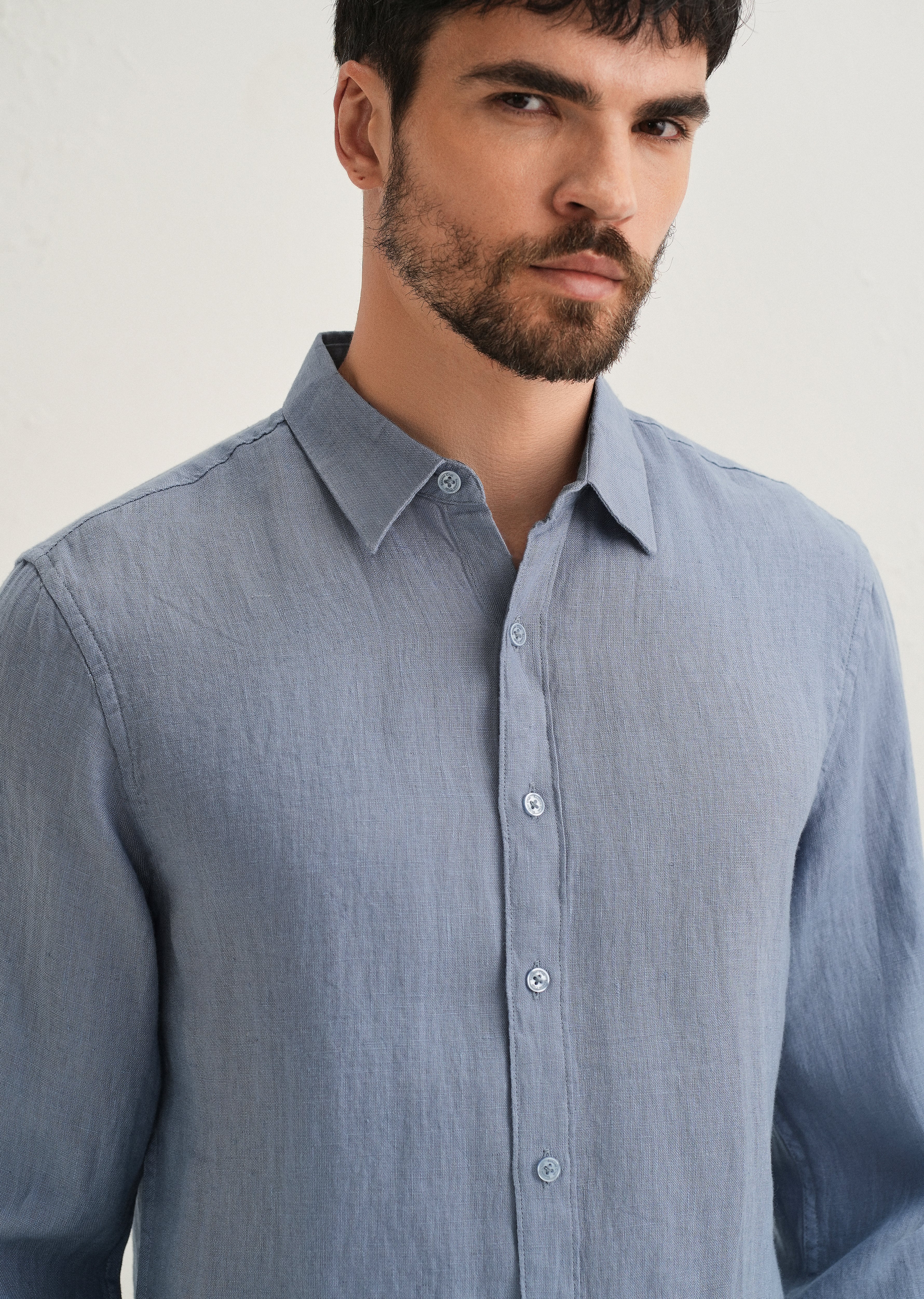 Slate Blue Pure Linen Shirt