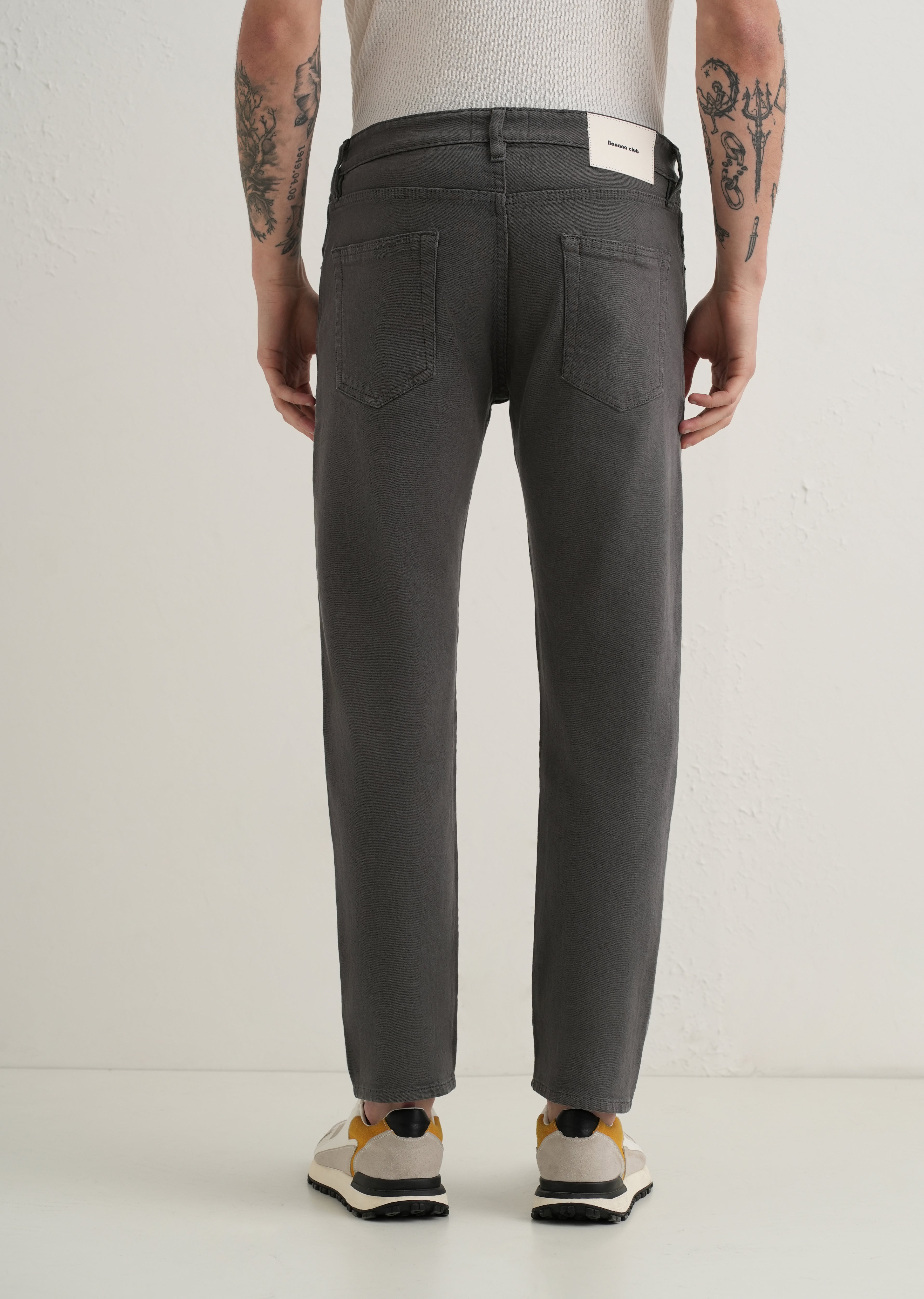 Greyish Brown Ankle Slim Fit Denim