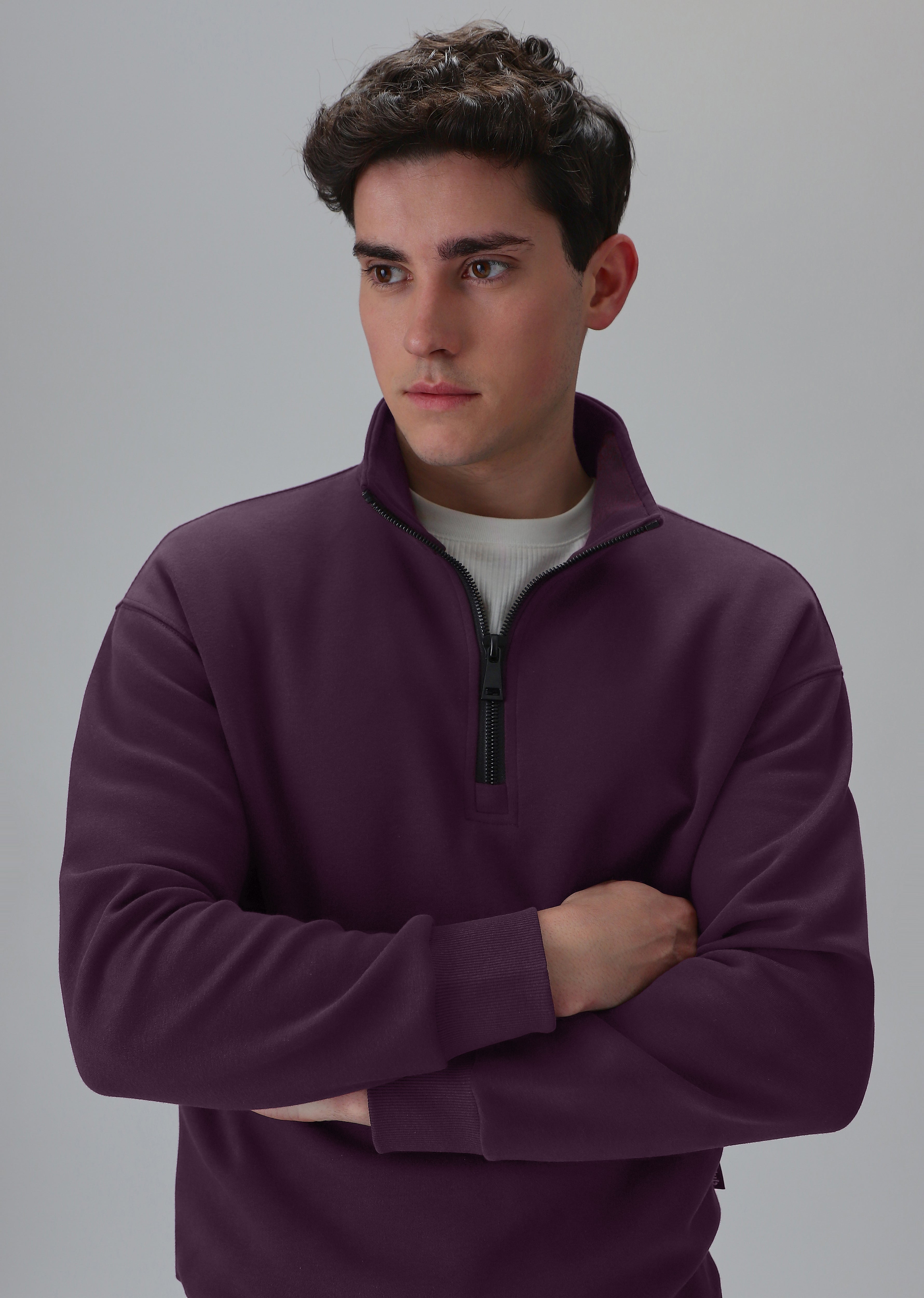 Half Zipped Purple Sweatshirt