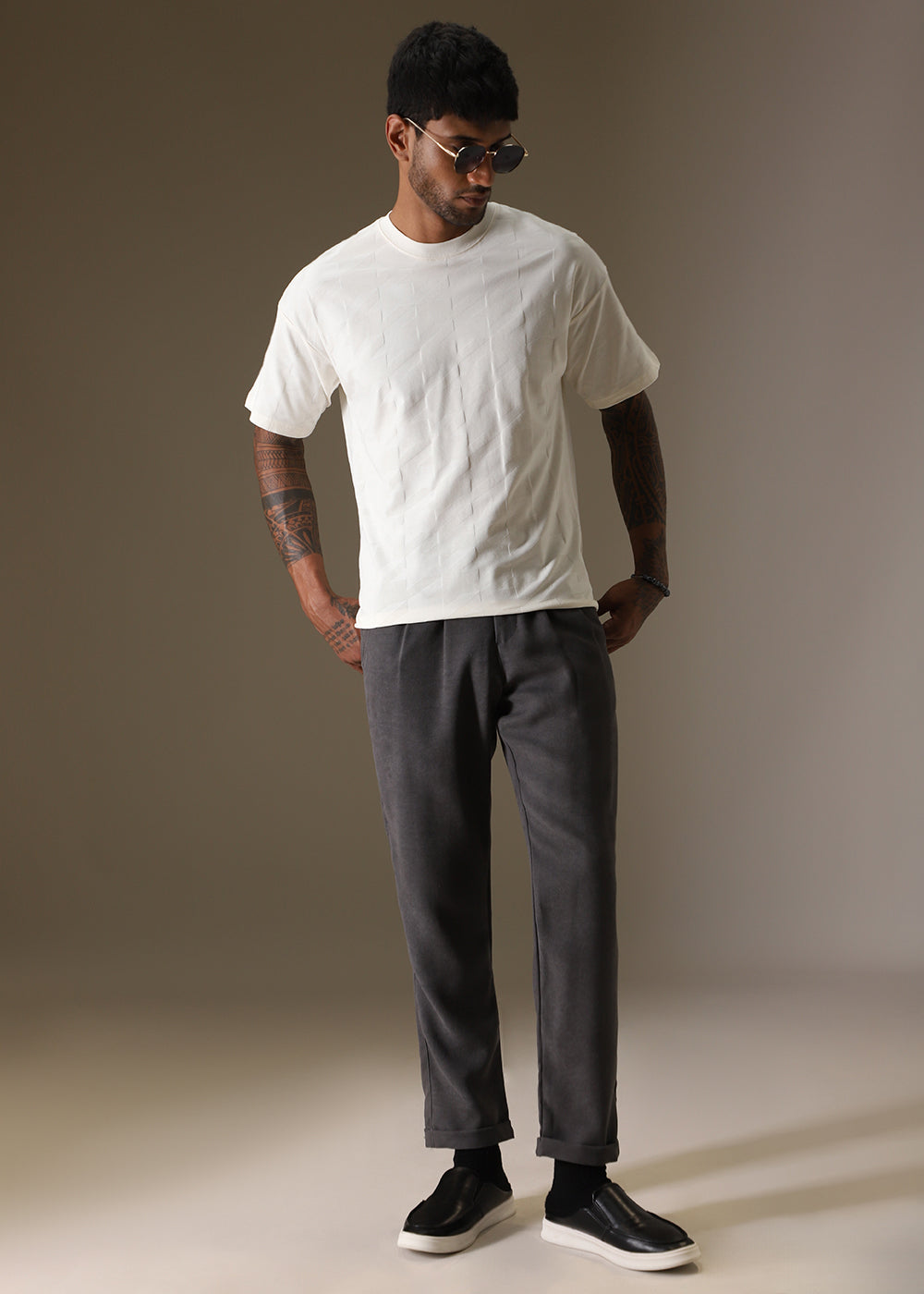 Herringbone Pattern Oversized T-shirt