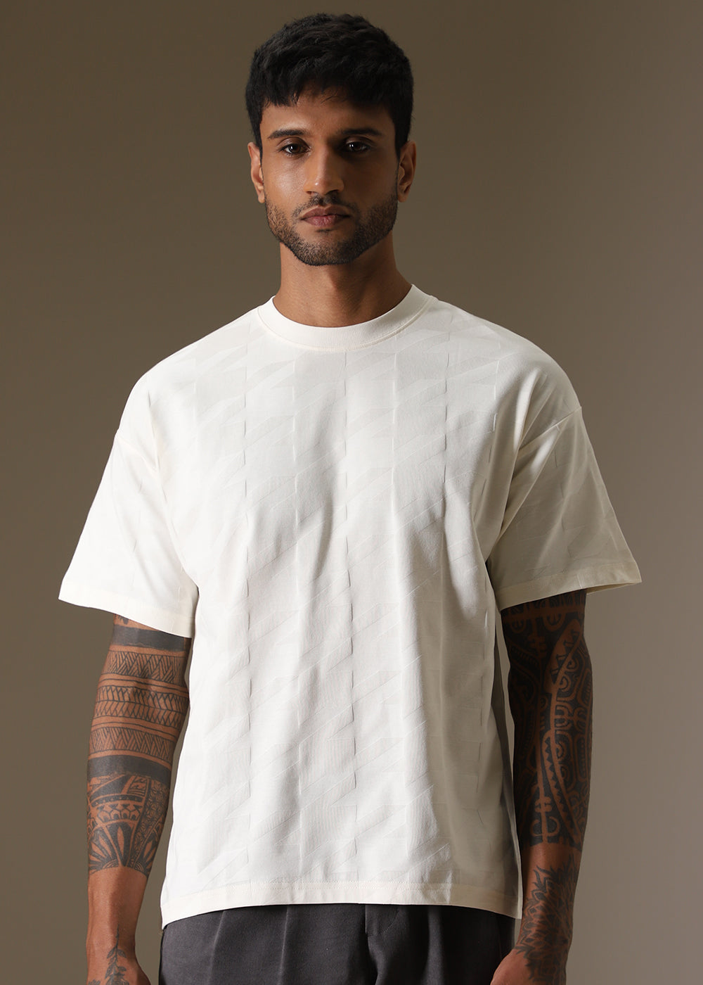 Herringbone Pattern Oversized T-shirt
