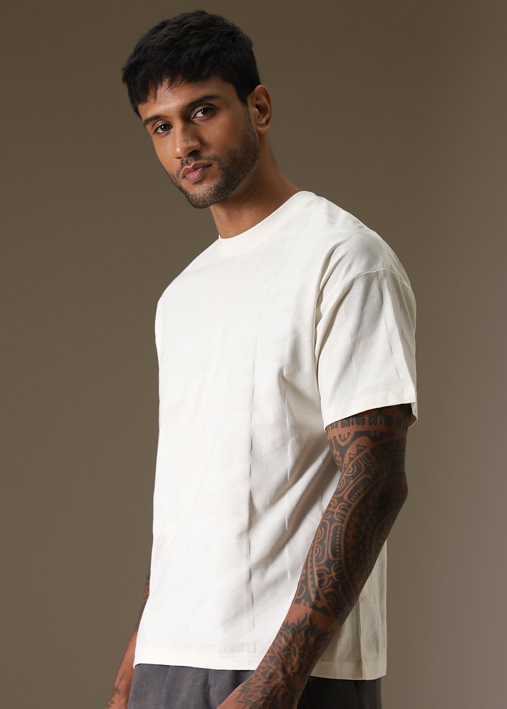 Herringbone Pattern Oversized T-shirt