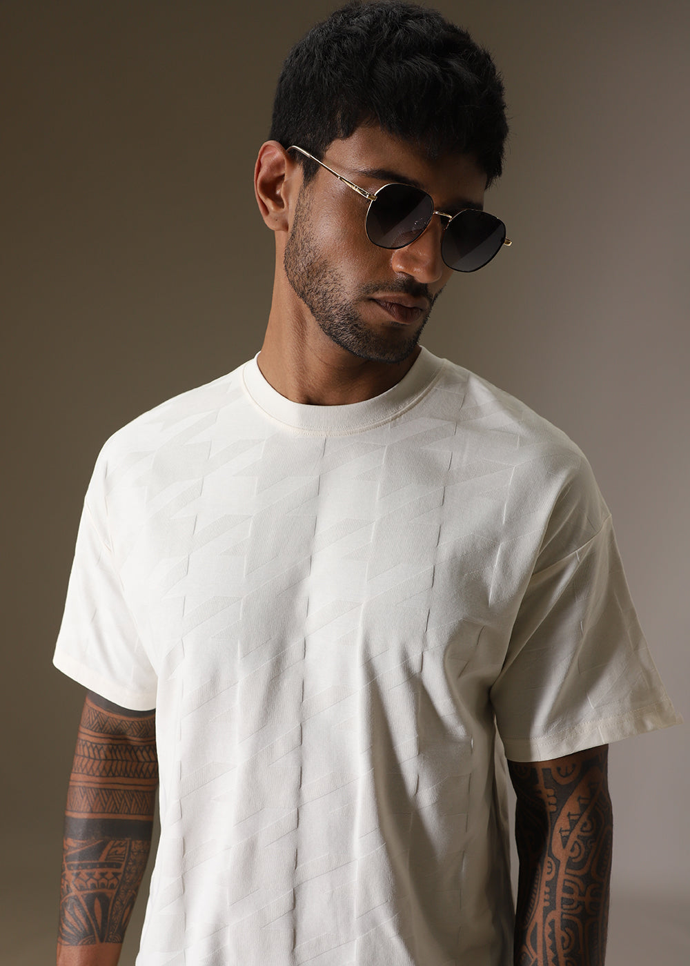 Herringbone Pattern Oversized T-shirt