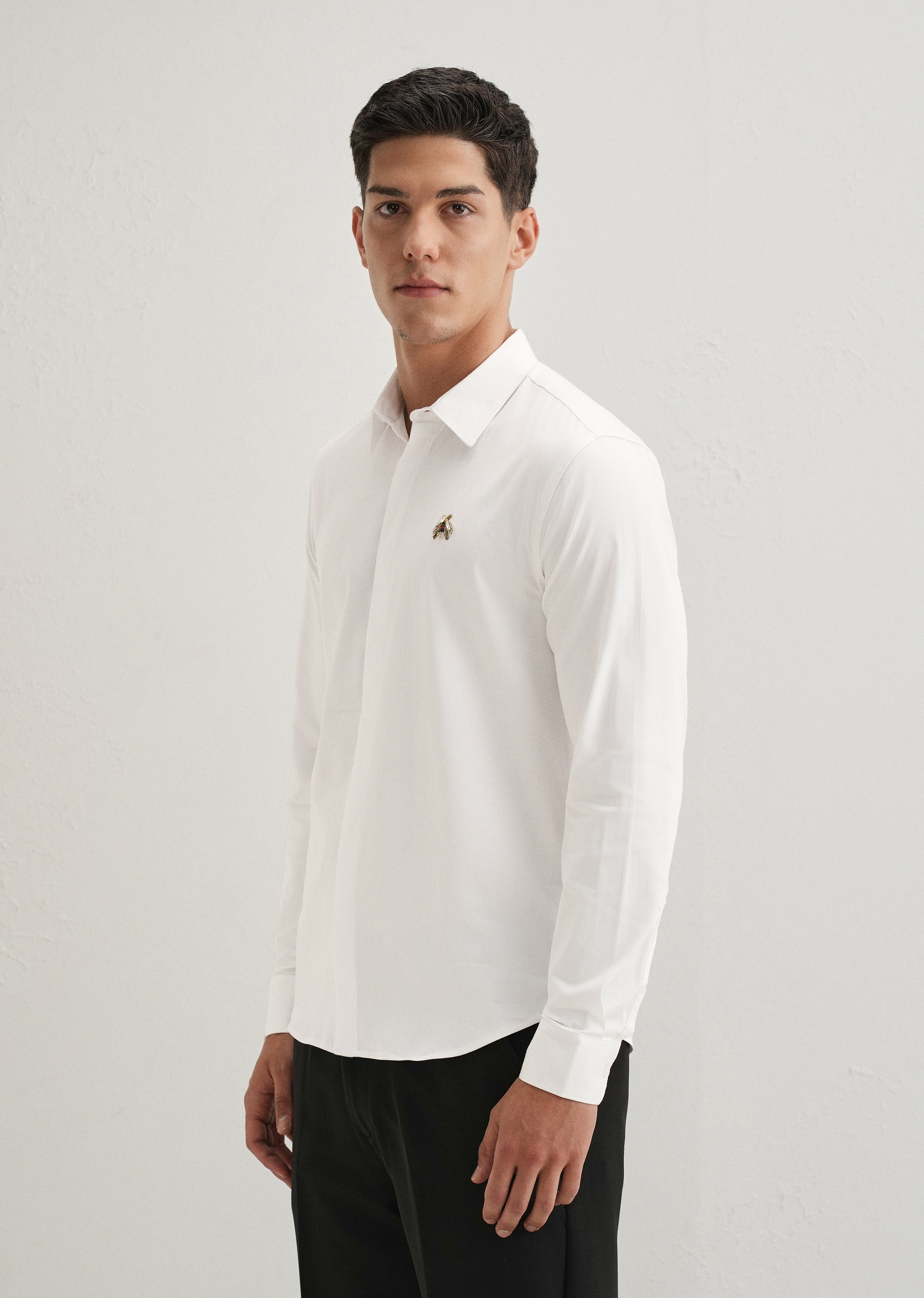 Honey Bee Embellished White Designer Shirt