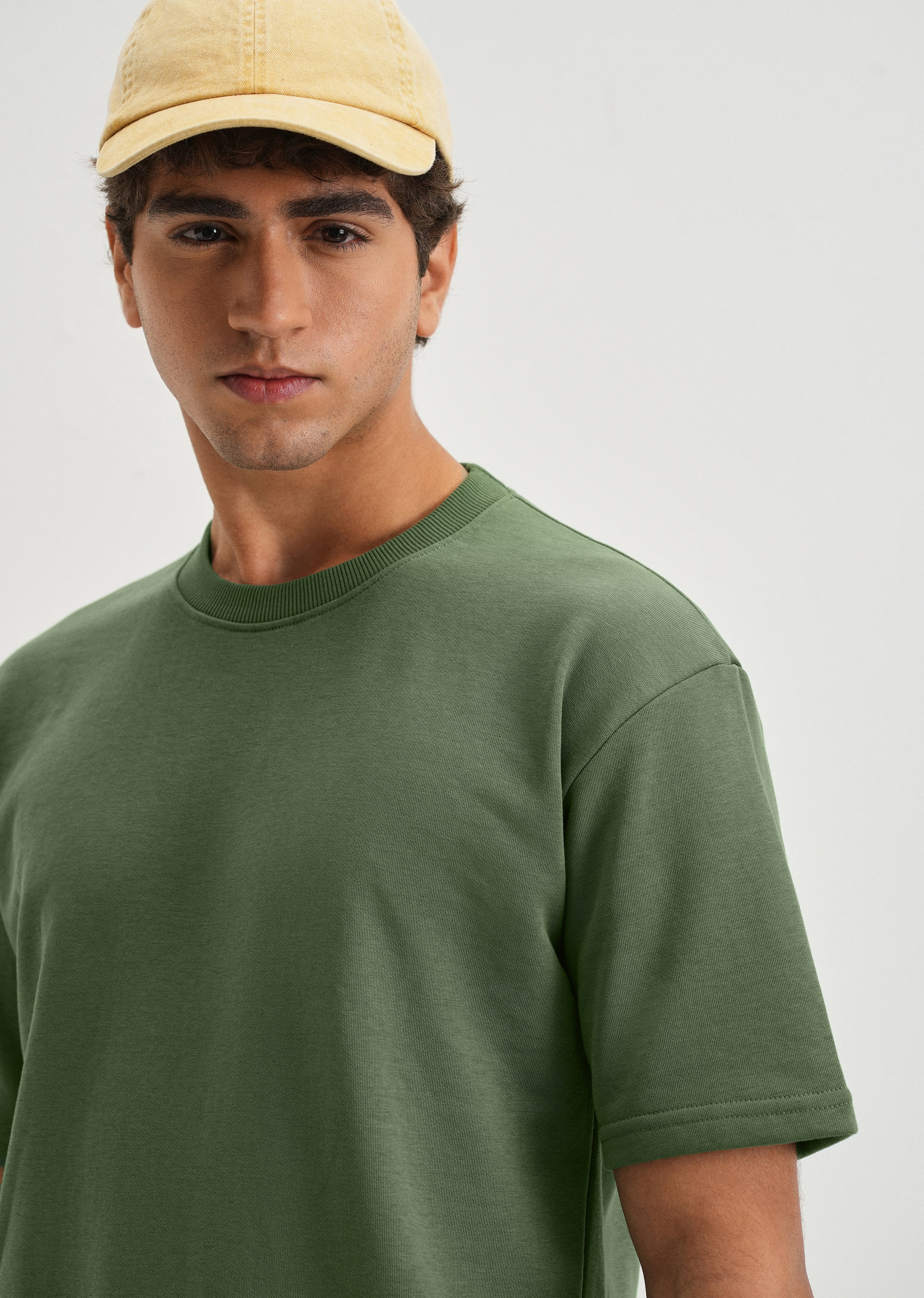 Hunter Green Plain Oversized Basic T-shirt