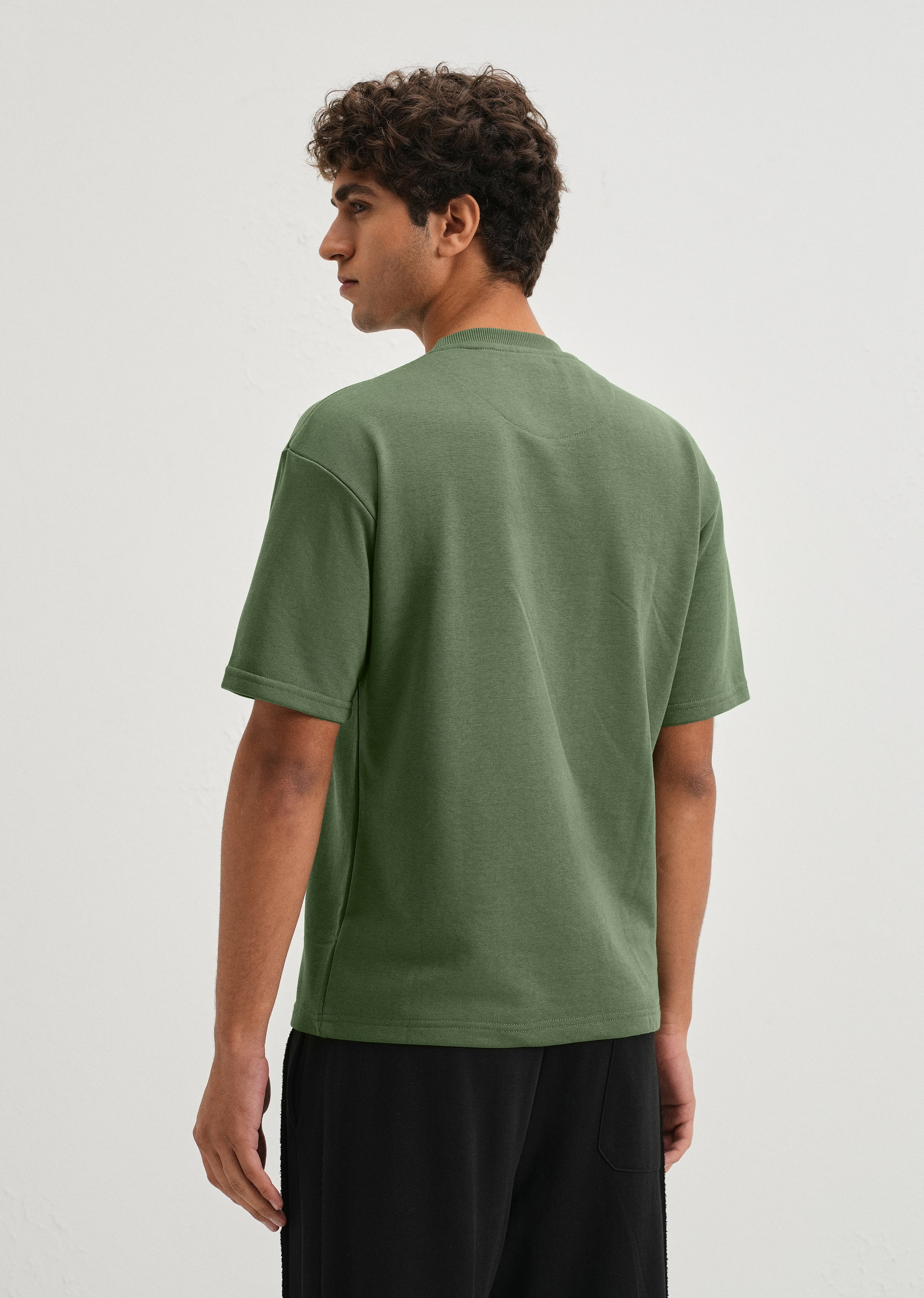 Hunter Green Plain Oversized Basic T-shirt