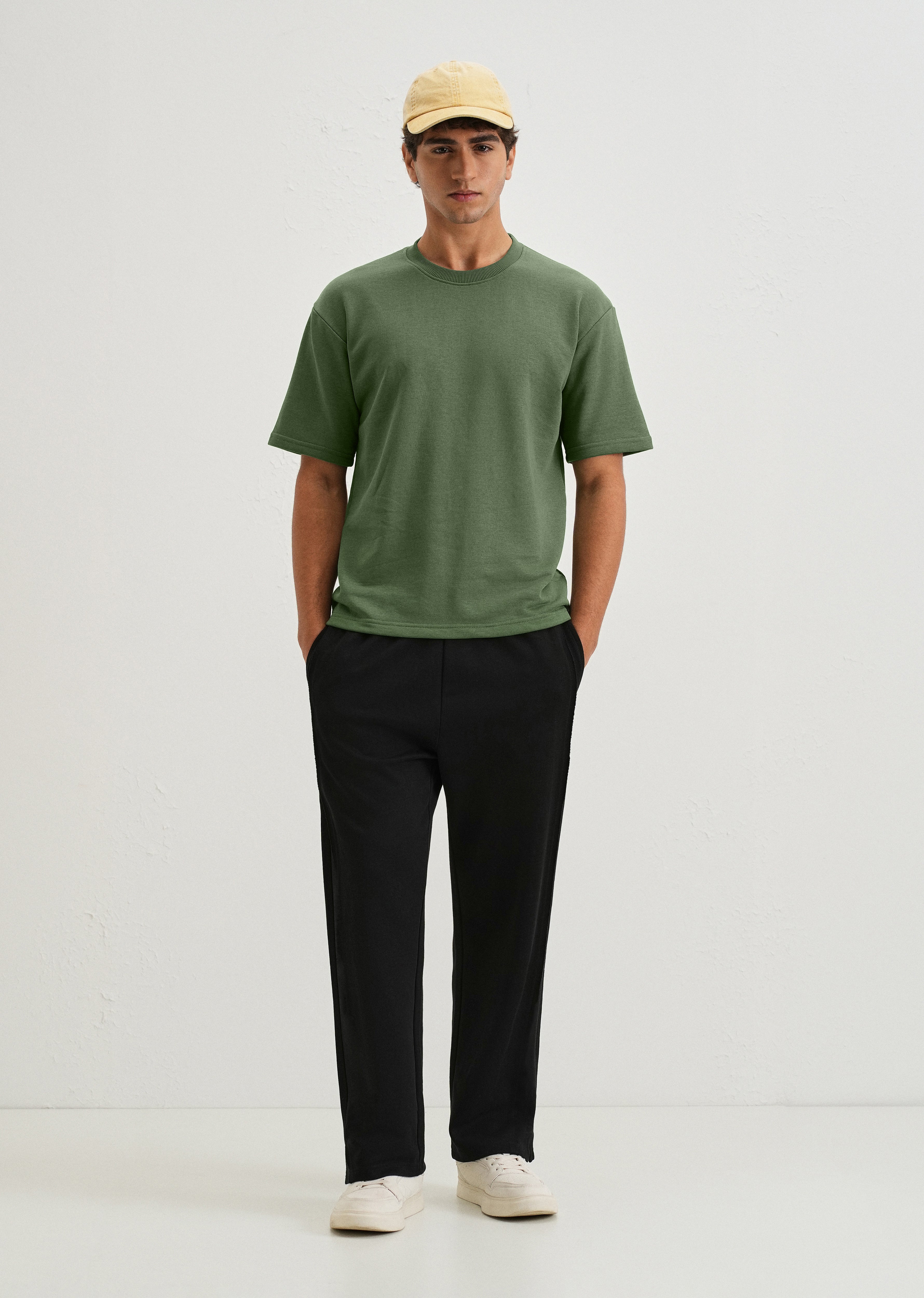 Hunter Green Plain Oversized Basic T-shirt