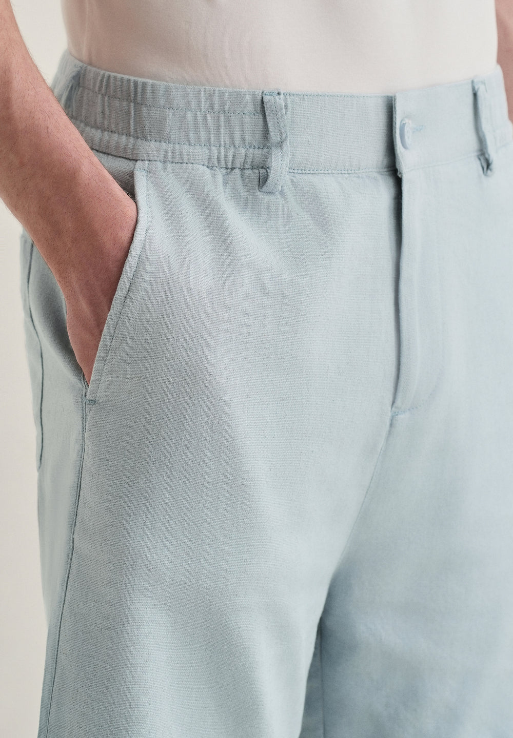 Ice Blue Linen Shorts