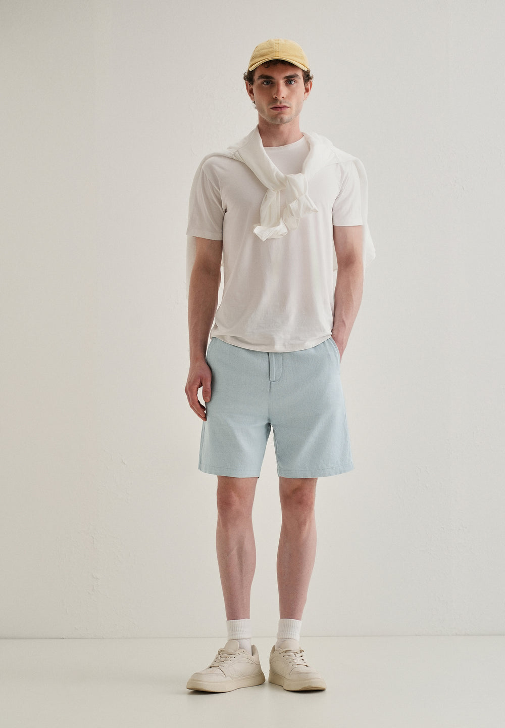 Ice Blue Linen Shorts