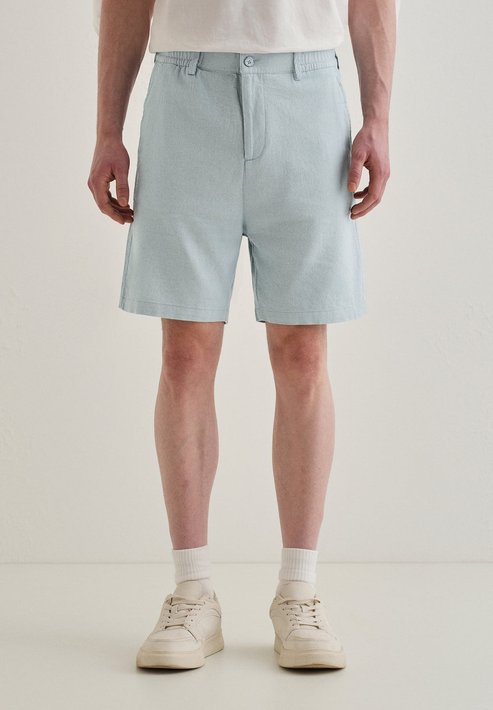 Ice Blue Linen Shorts