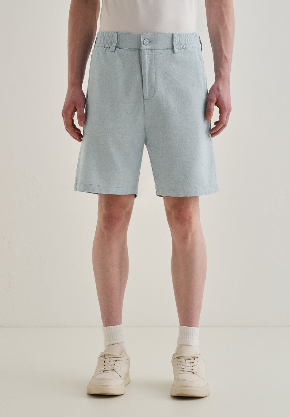 Ice Blue Linen Shorts