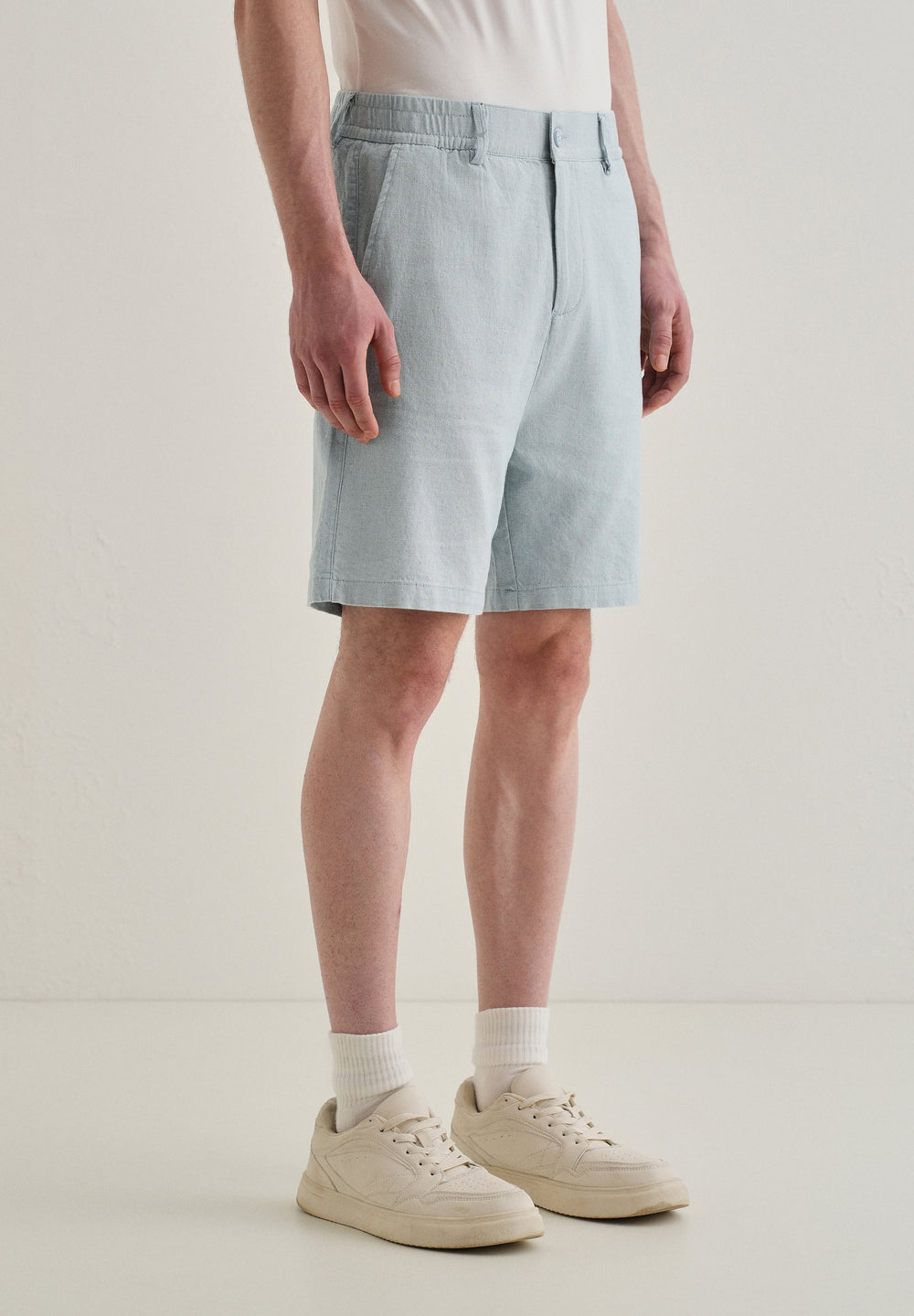 Ice Blue Linen Shorts