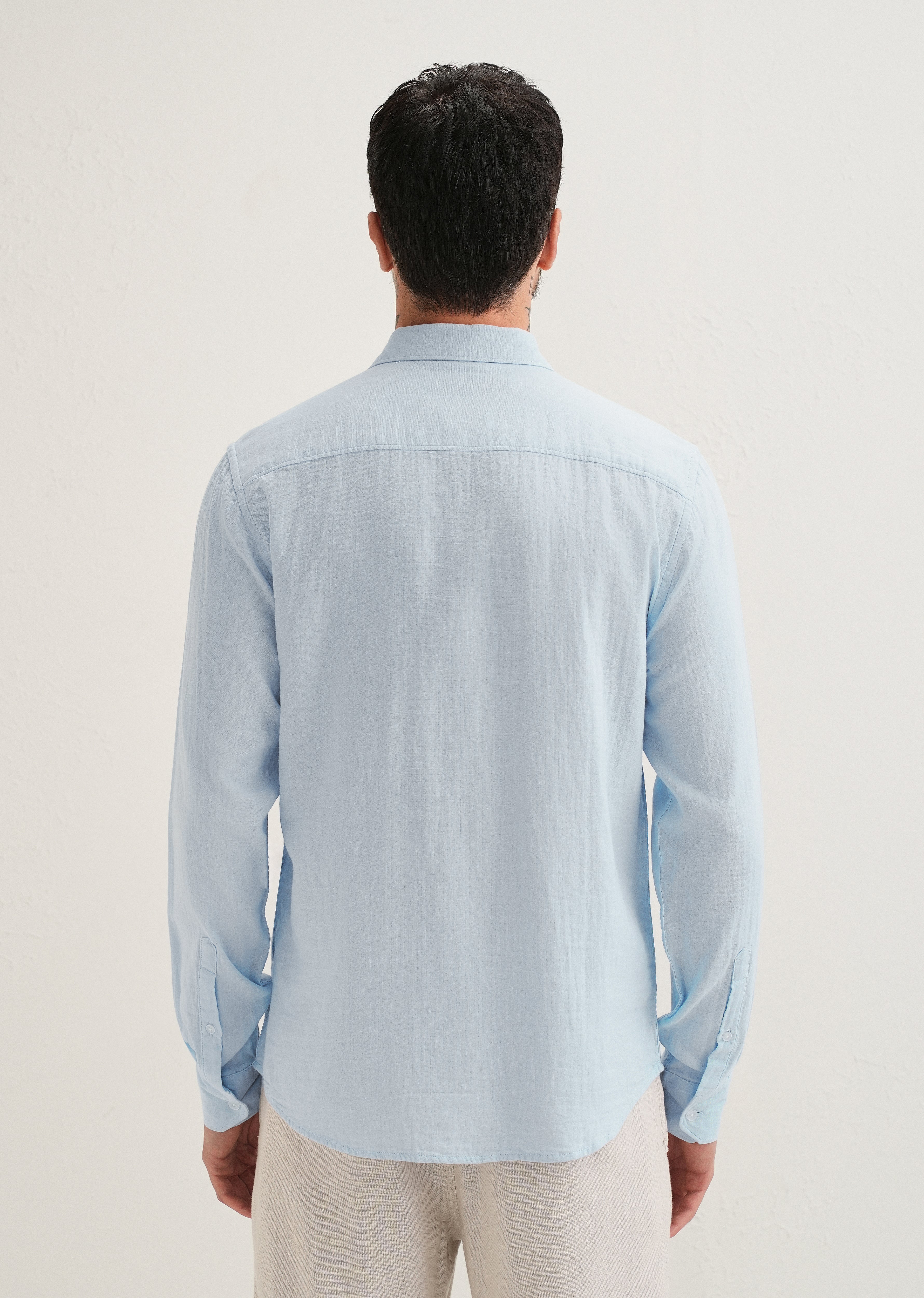Ice Blue Double Cloth Cotton Shirt