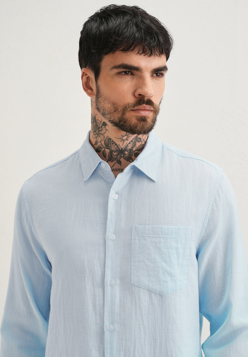 Ice Blue Plain Pure Cotton Shirt