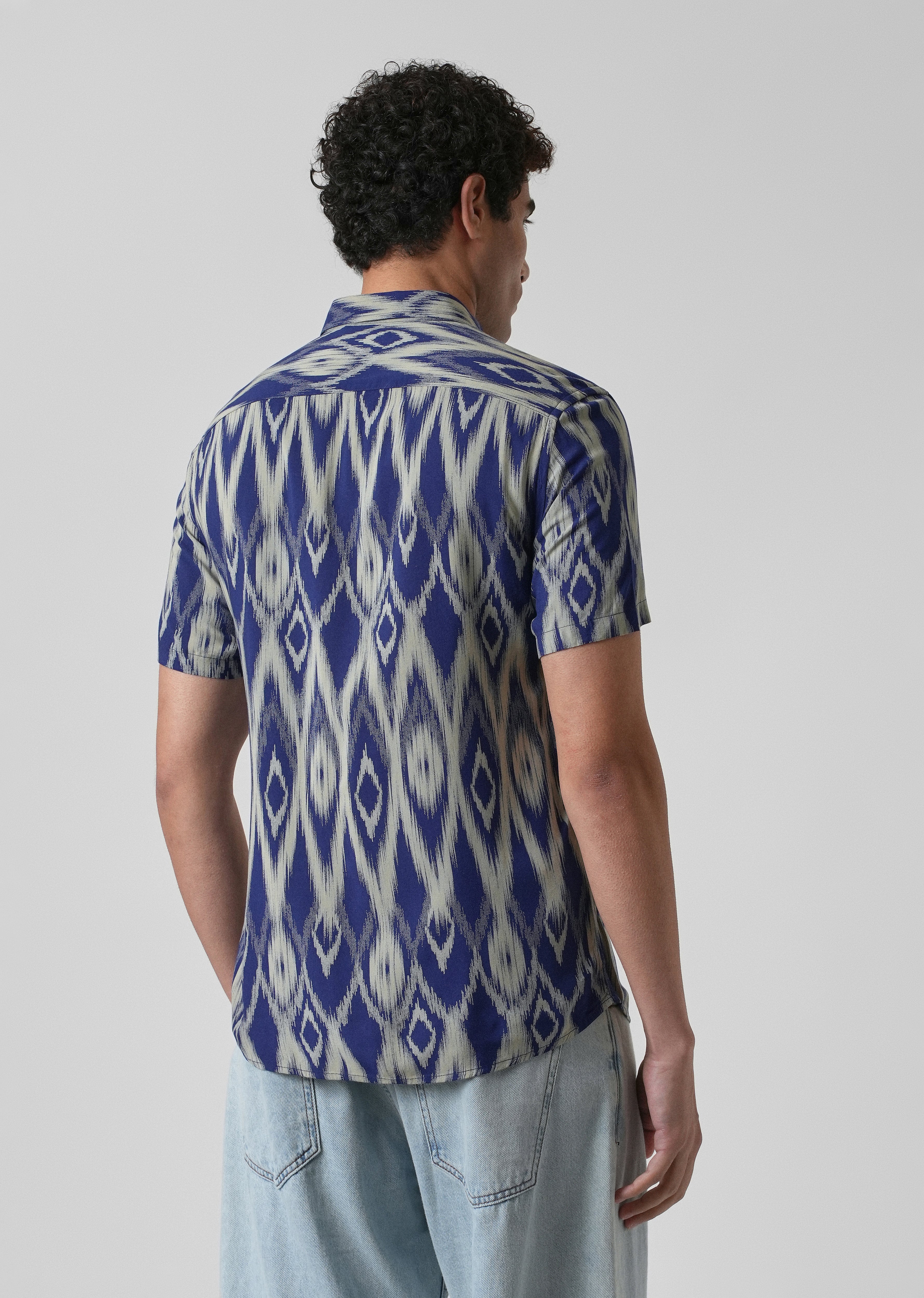 Ikat Blue Feather Shirt