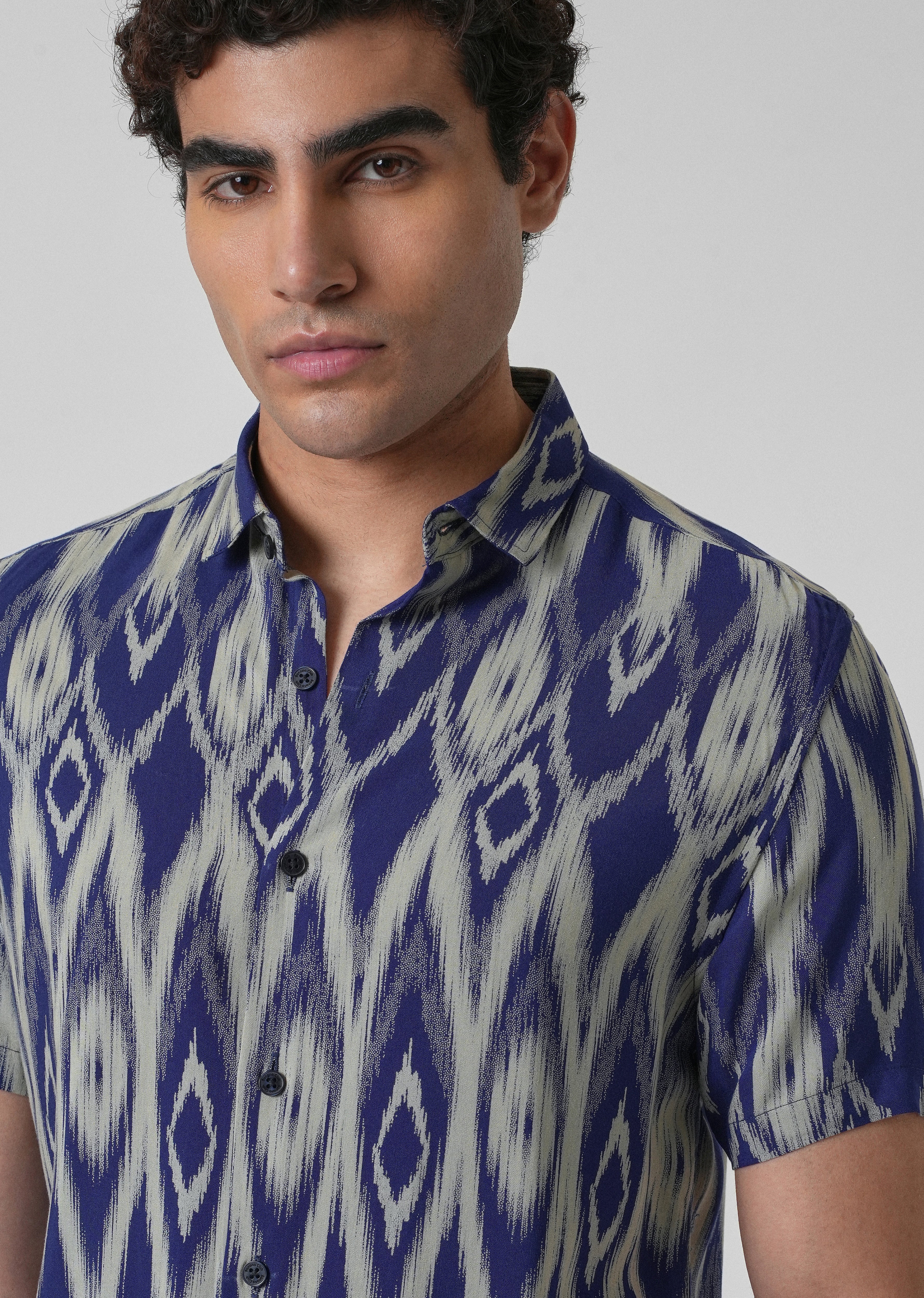 Ikat Blue Feather Shirt