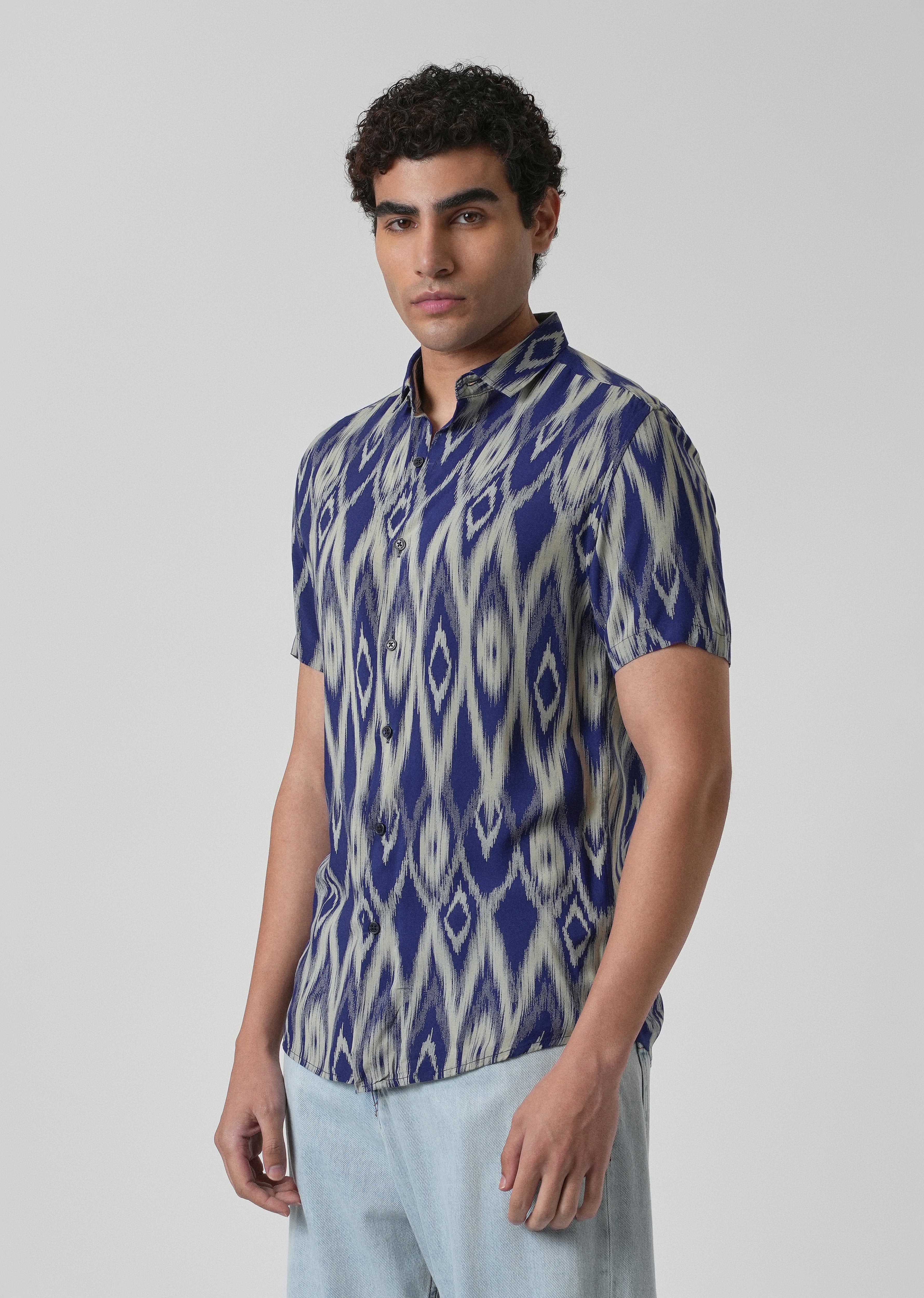 Ikat Blue Feather Shirt