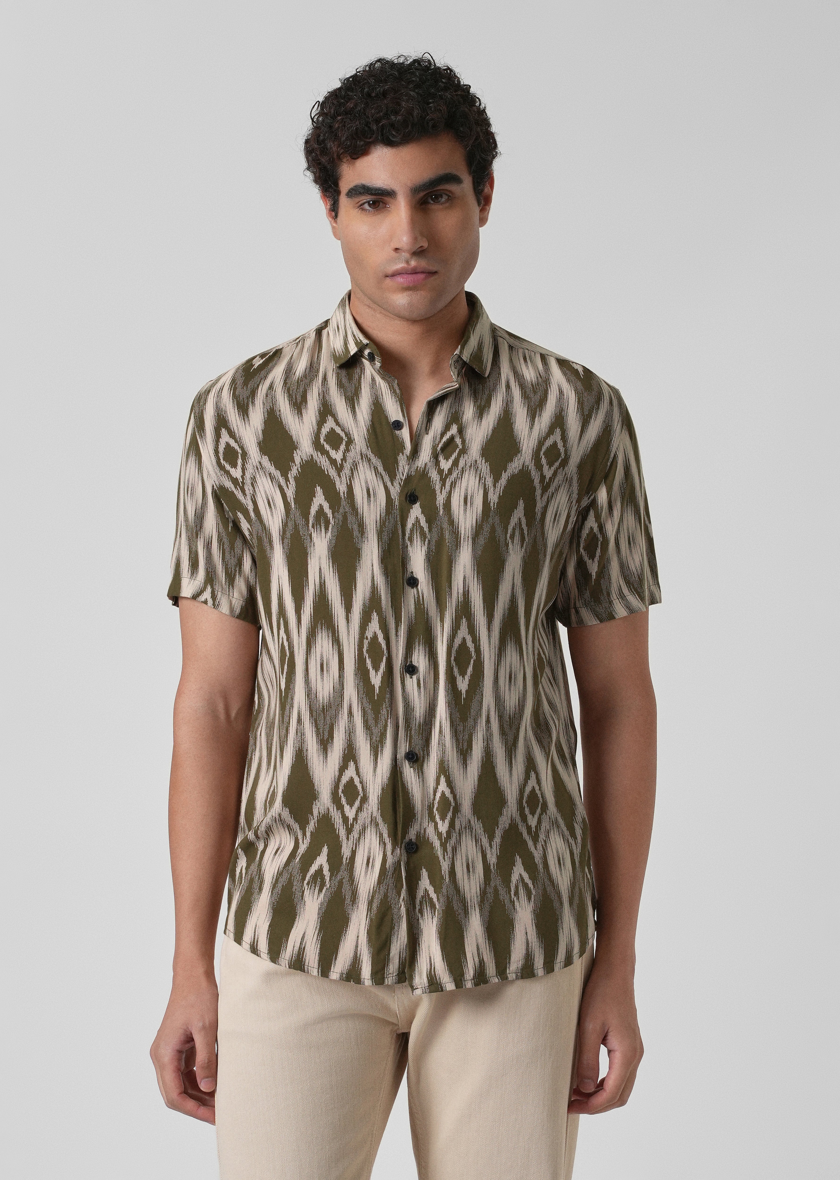 Ikat Olive Feather shirt