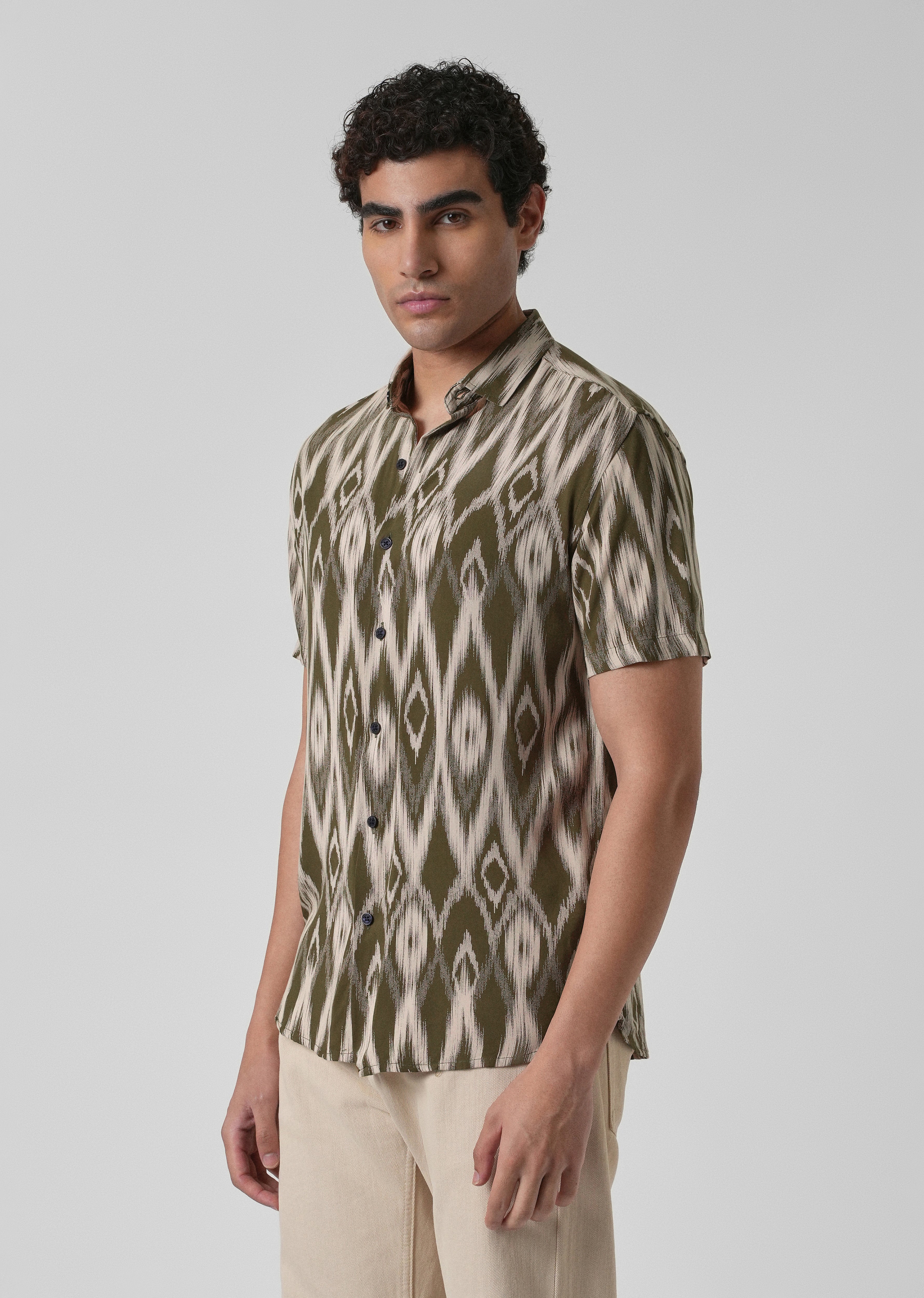 Ikat Olive Feather shirt