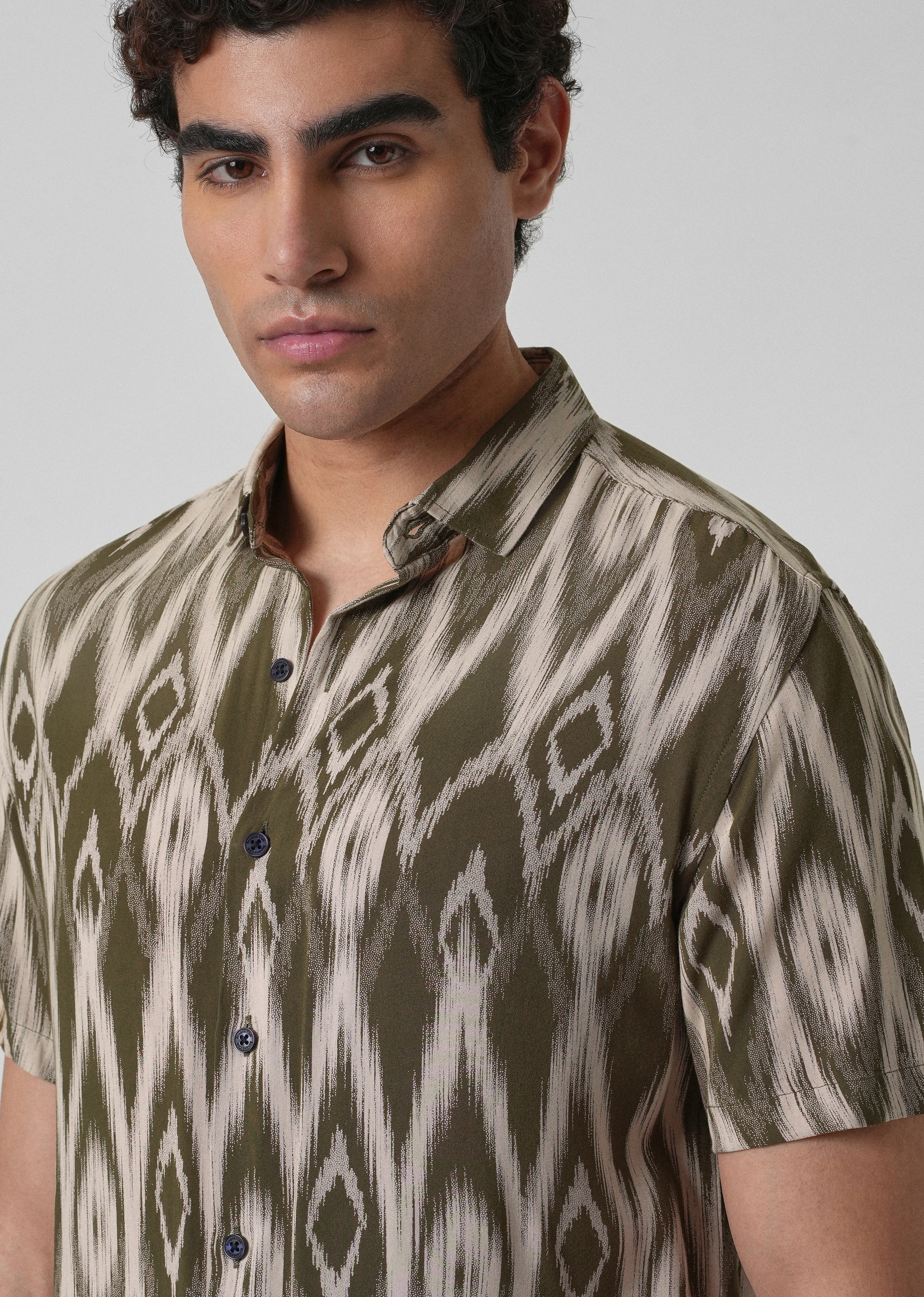 Ikat Olive Feather shirt